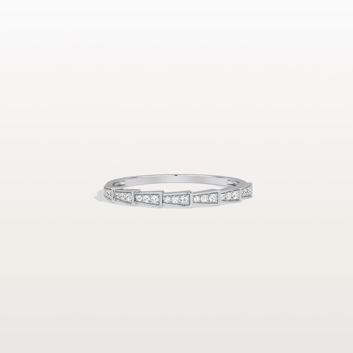 14K Gold/Platinum Stackable Pave Ring with Lab Diamonds - Viper Inspired - Rings