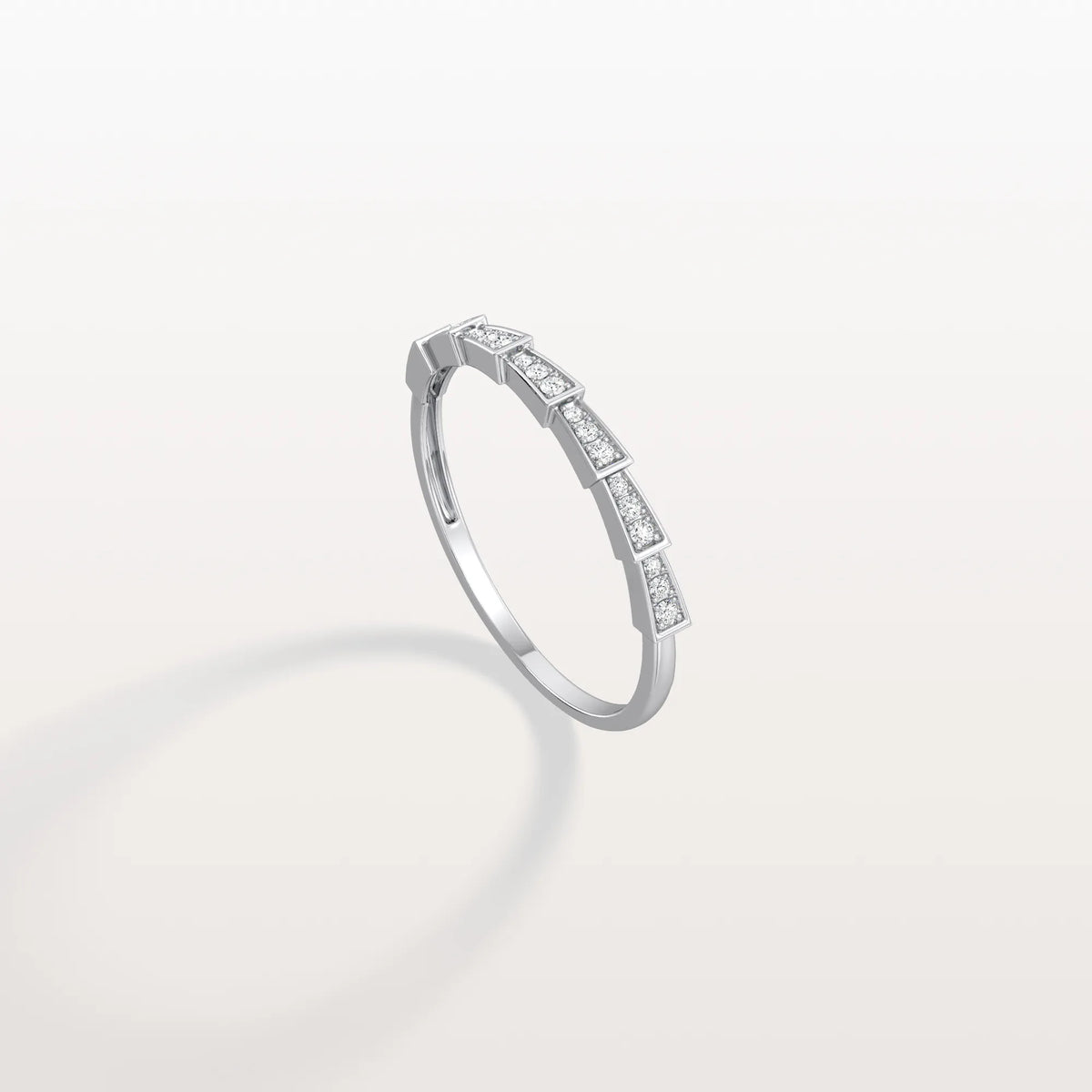 14K Gold/Platinum Stackable Pave Ring with Lab Diamonds - Viper Inspired - Rings