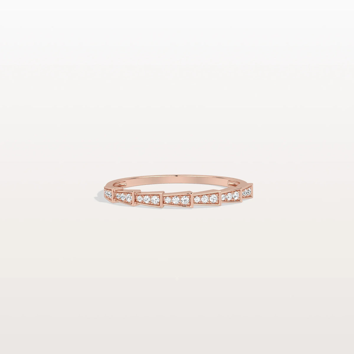14K Gold/Platinum Stackable Pave Ring with Lab Diamonds - Viper Inspired - Rings