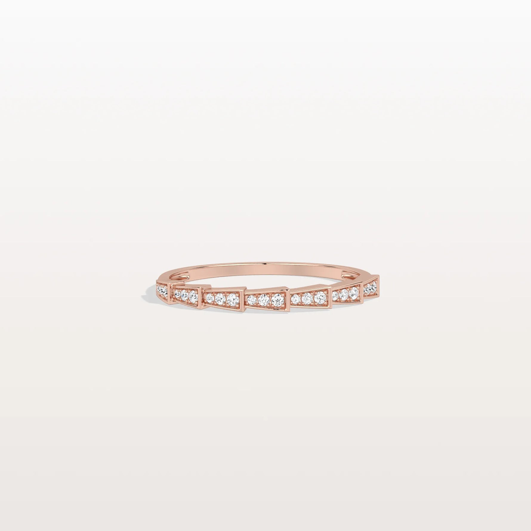 14K Gold/Platinum Stackable Pave Ring with Lab Diamonds - Viper Inspired - Rings