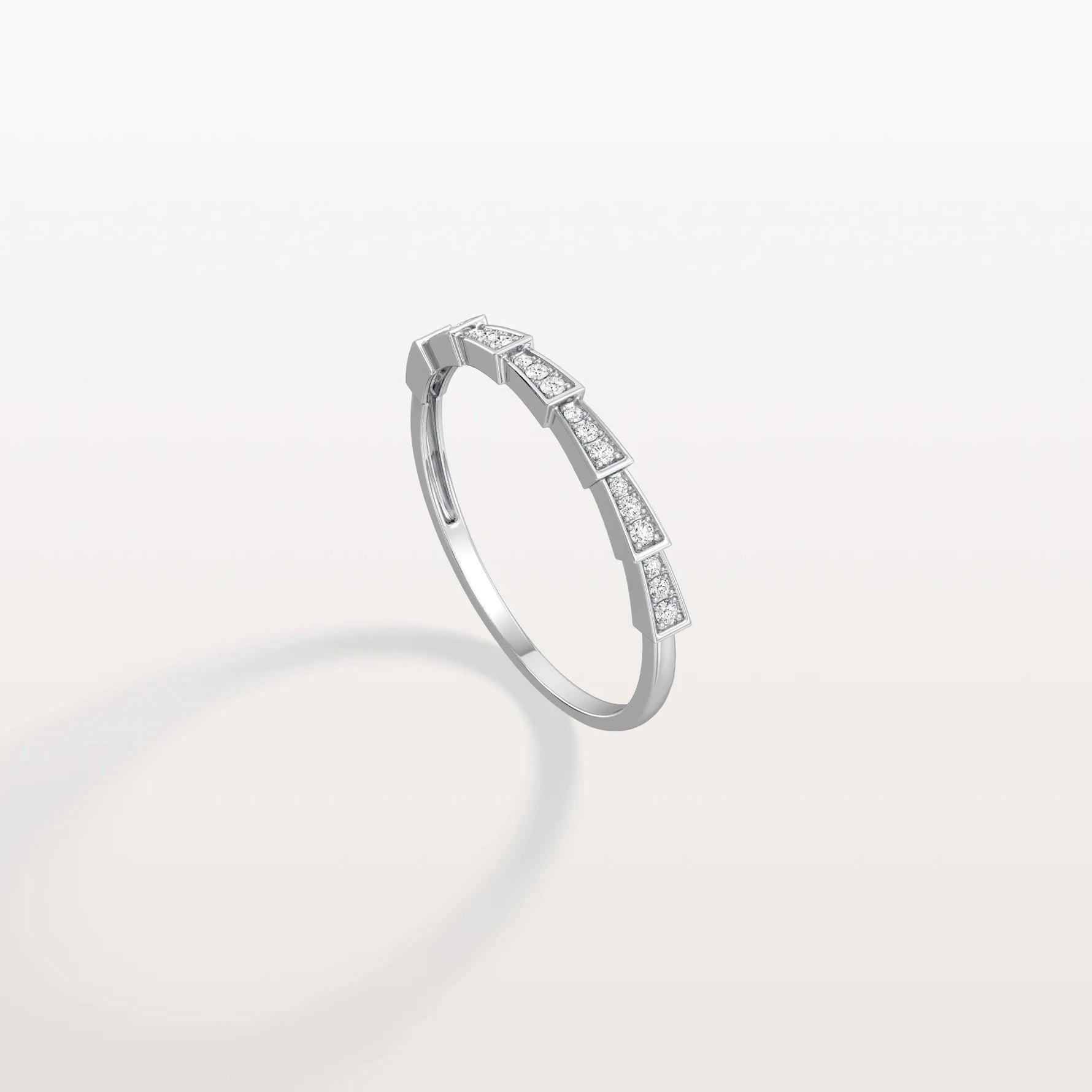 14K Gold/Platinum Stackable Pave Ring with Lab Diamonds - Viper Inspired - Rings