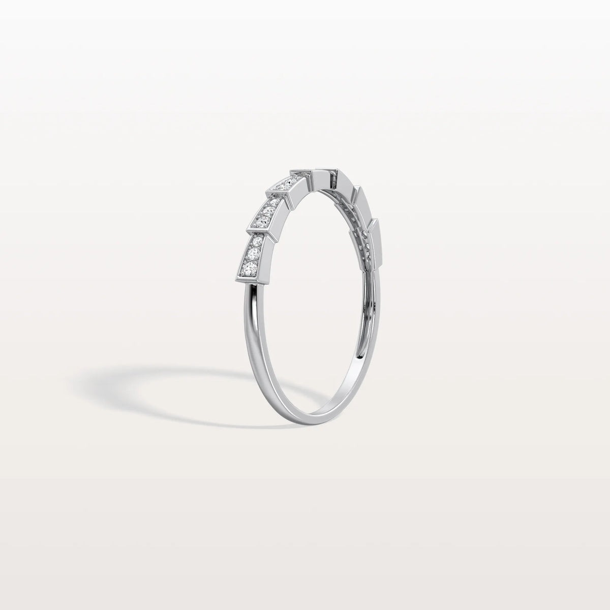 14K Gold/Platinum Stackable Pave Ring with Lab Diamonds - Viper Inspired - Rings