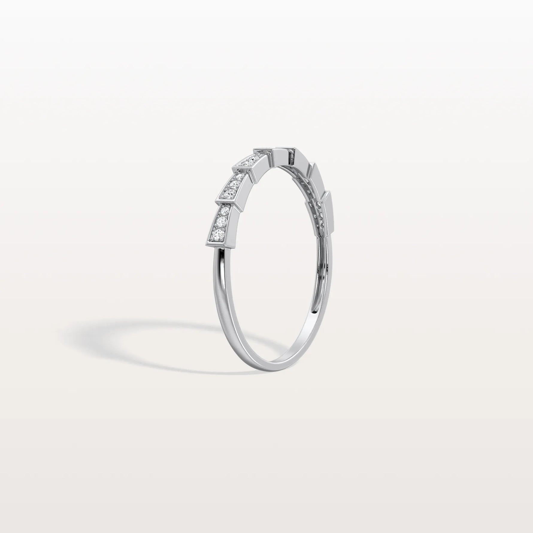 14K Gold/Platinum Stackable Pave Ring with Lab Diamonds - Viper Inspired - Rings