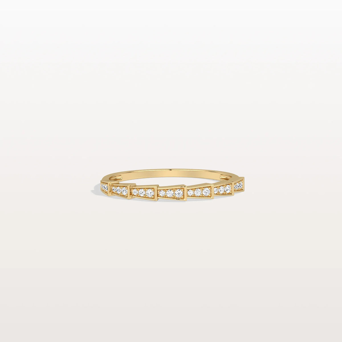 14K Gold/Platinum Stackable Pave Ring with Lab Diamonds - Viper Inspired - Rings