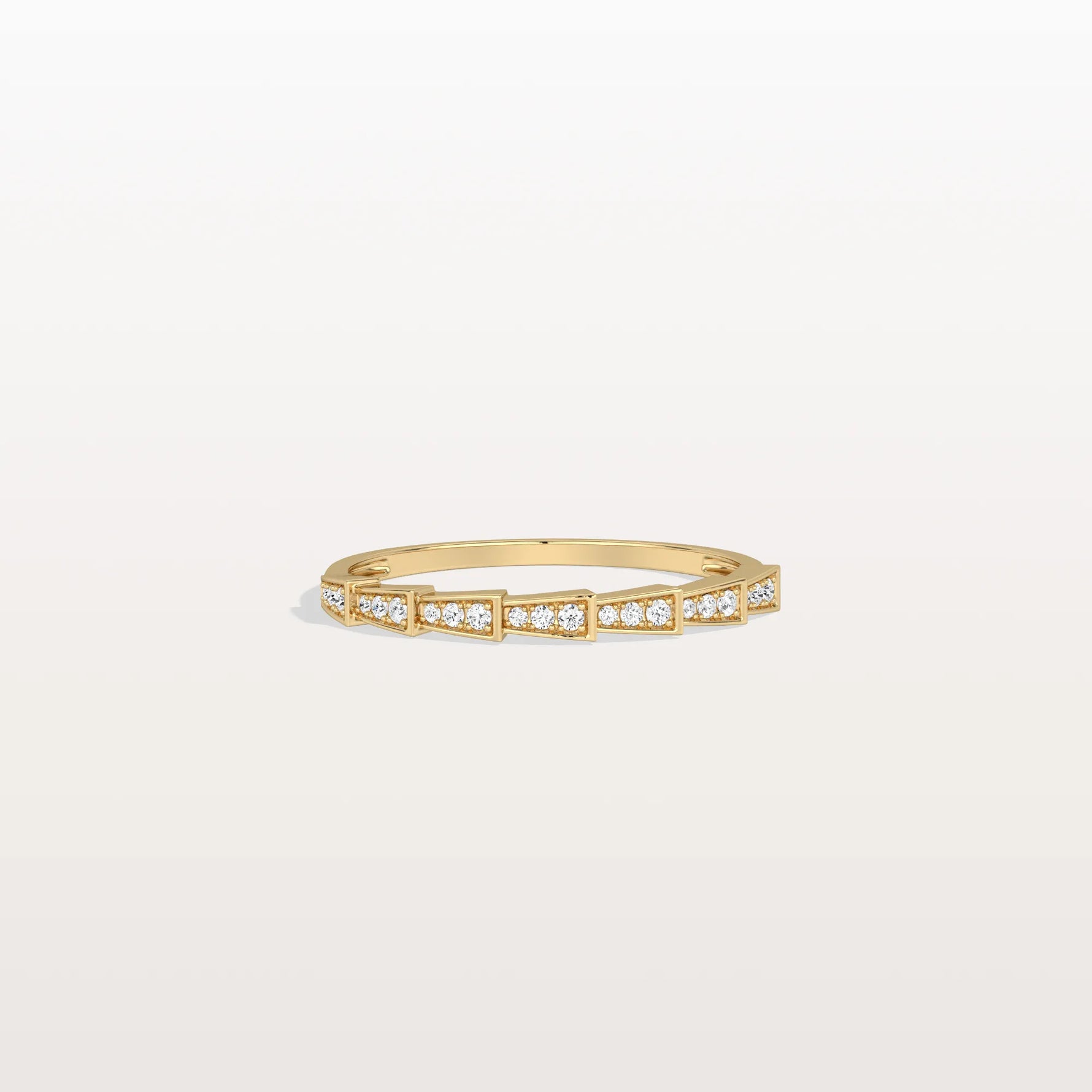 14K Gold/Platinum Stackable Pave Ring with Lab Diamonds - Viper Inspired - Rings