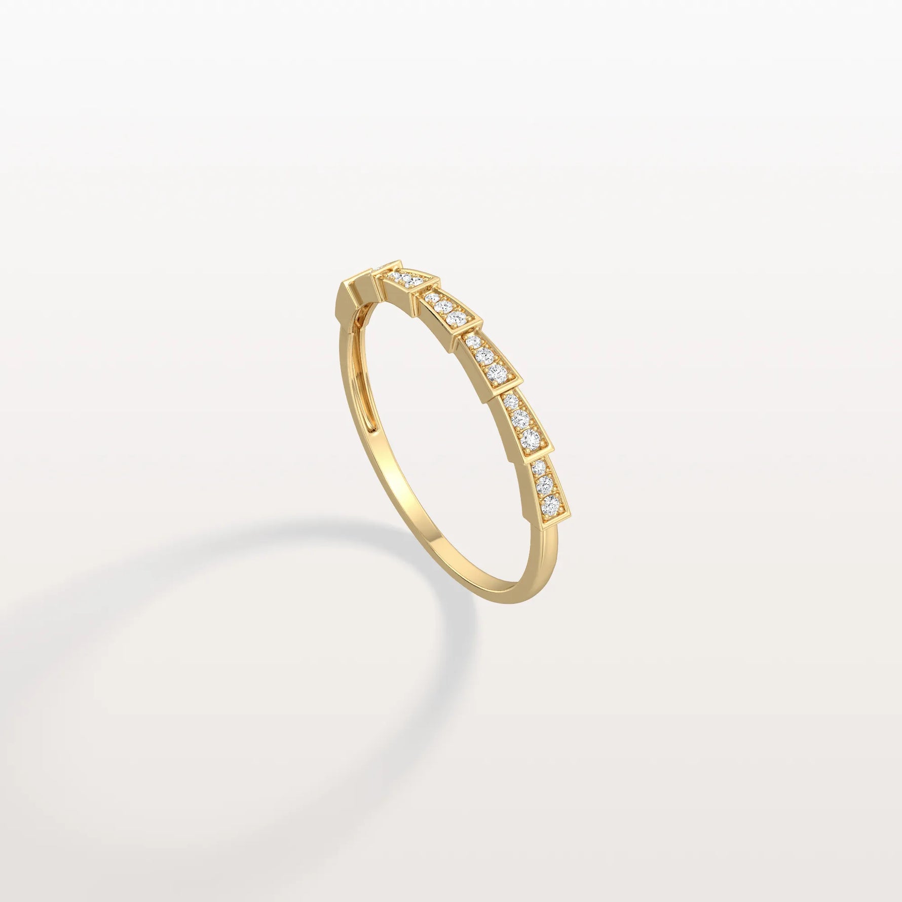 14K Gold/Platinum Stackable Pave Ring with Lab Diamonds - Viper Inspired - Rings