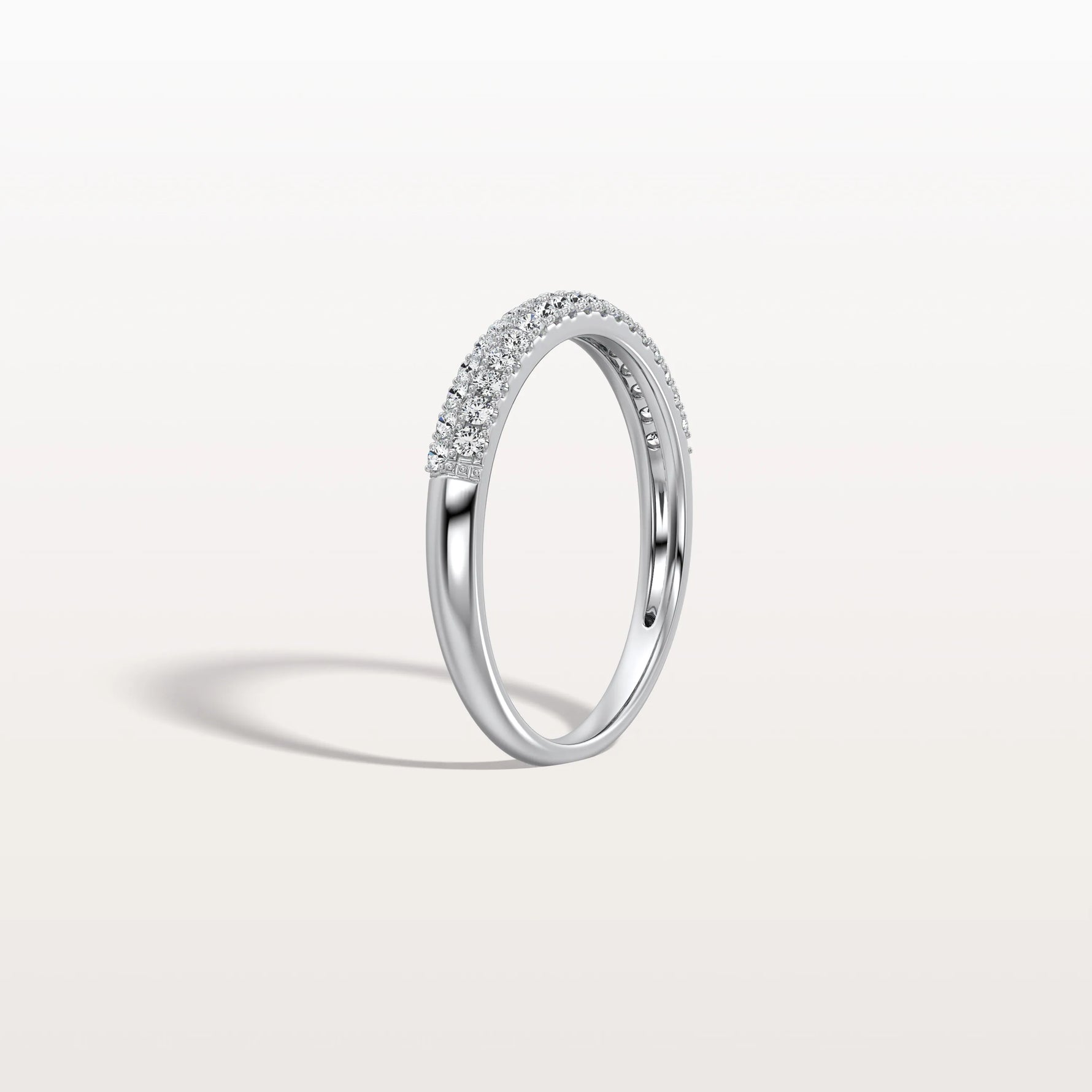 Half Eternity Pave Lab Diamond Ring - Stackable 14K Gold/Platinum Band - Rings