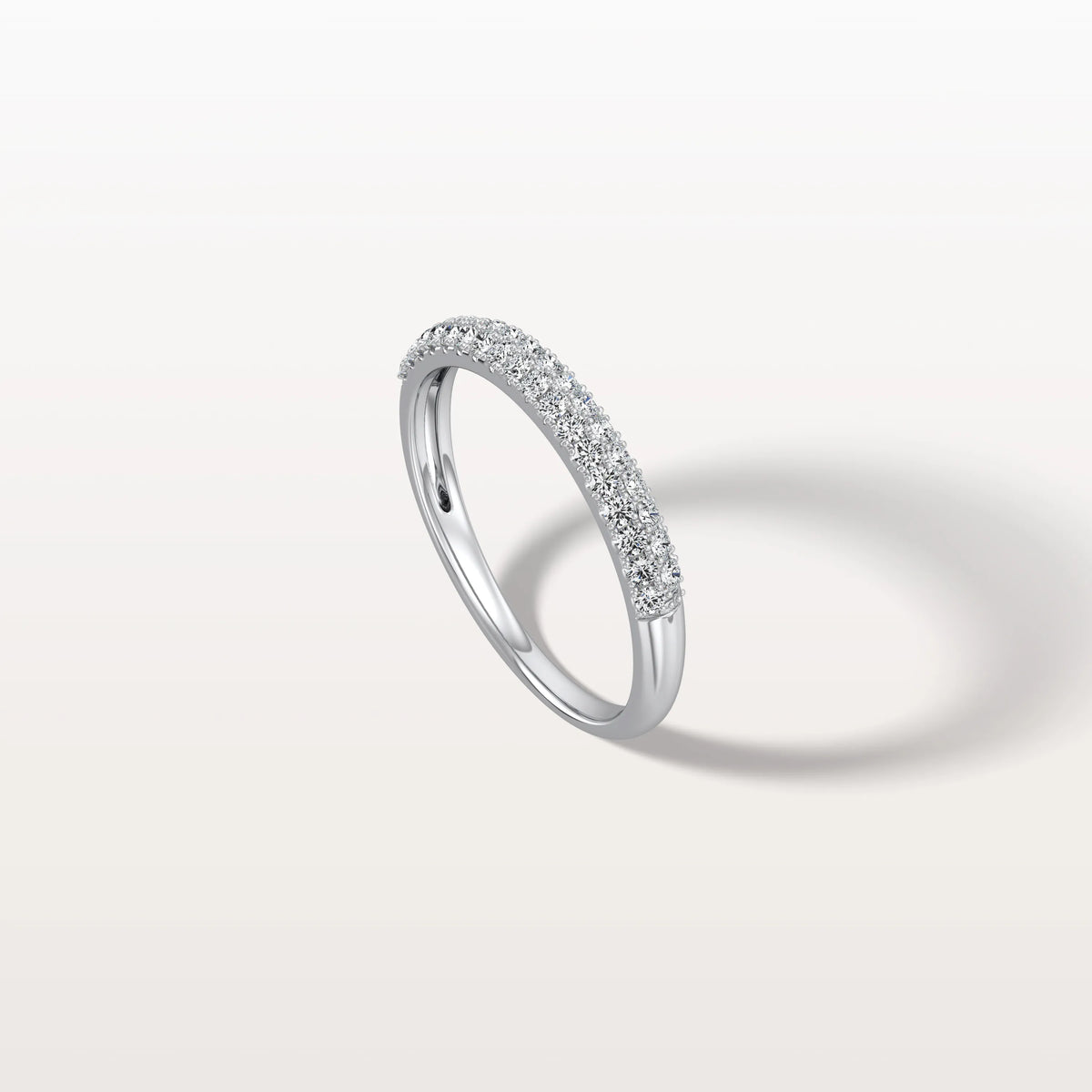 Half Eternity Pave Lab Diamond Ring - Stackable 14K Gold/Platinum Band - Rings