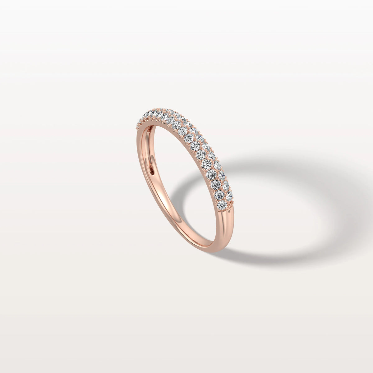 Half Eternity Pave Lab Diamond Ring - Stackable 14K Gold/Platinum Band - Rings