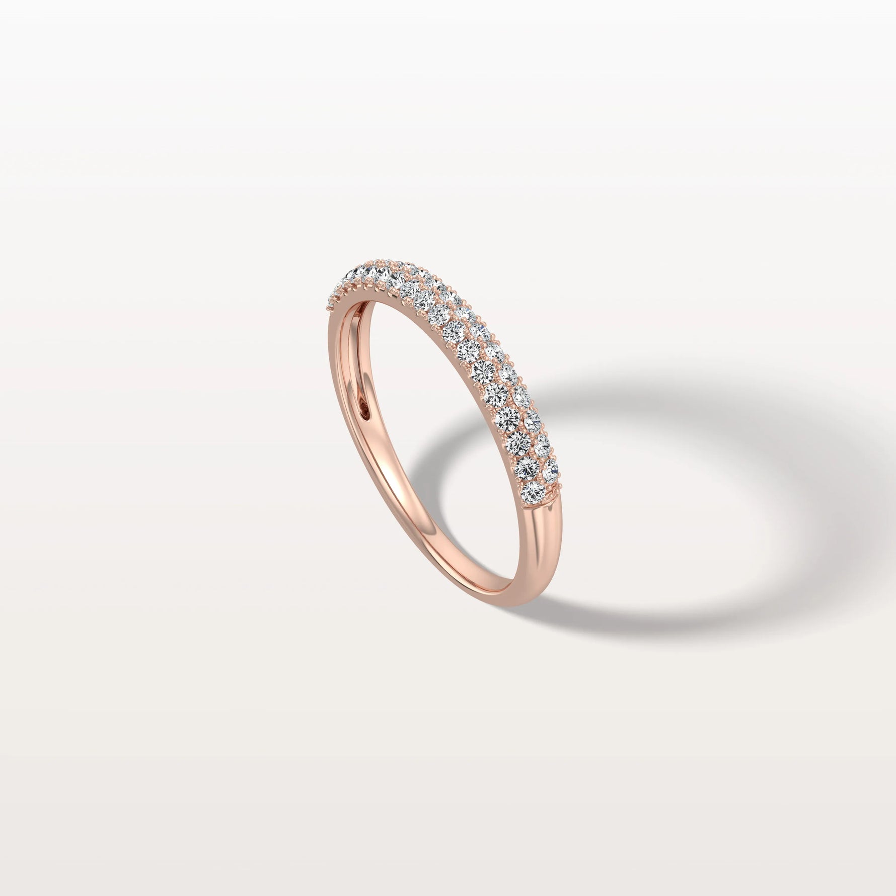 Half Eternity Pave Lab Diamond Ring - Stackable 14K Gold/Platinum Band - Rings