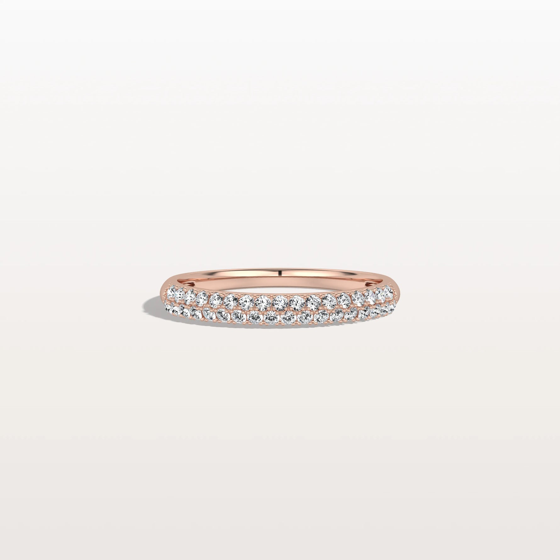Half Eternity Pave Lab Diamond Ring - Stackable 14K Gold/Platinum Band - Rings
