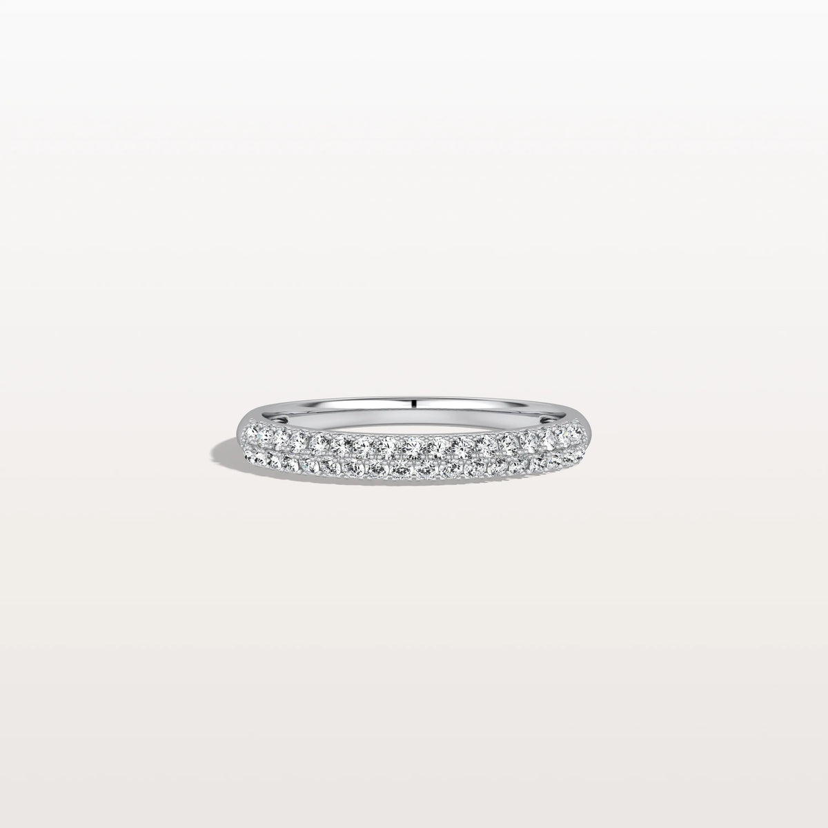 Half Eternity Pave Lab Diamond Ring - Stackable 14K Gold/Platinum Band - Rings