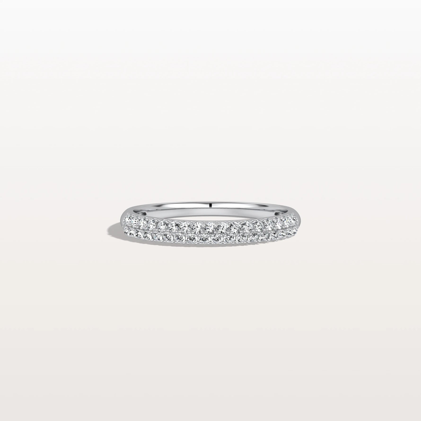 Half Eternity Pave Lab Diamond Ring - Stackable 14K Gold/Platinum Band - Rings