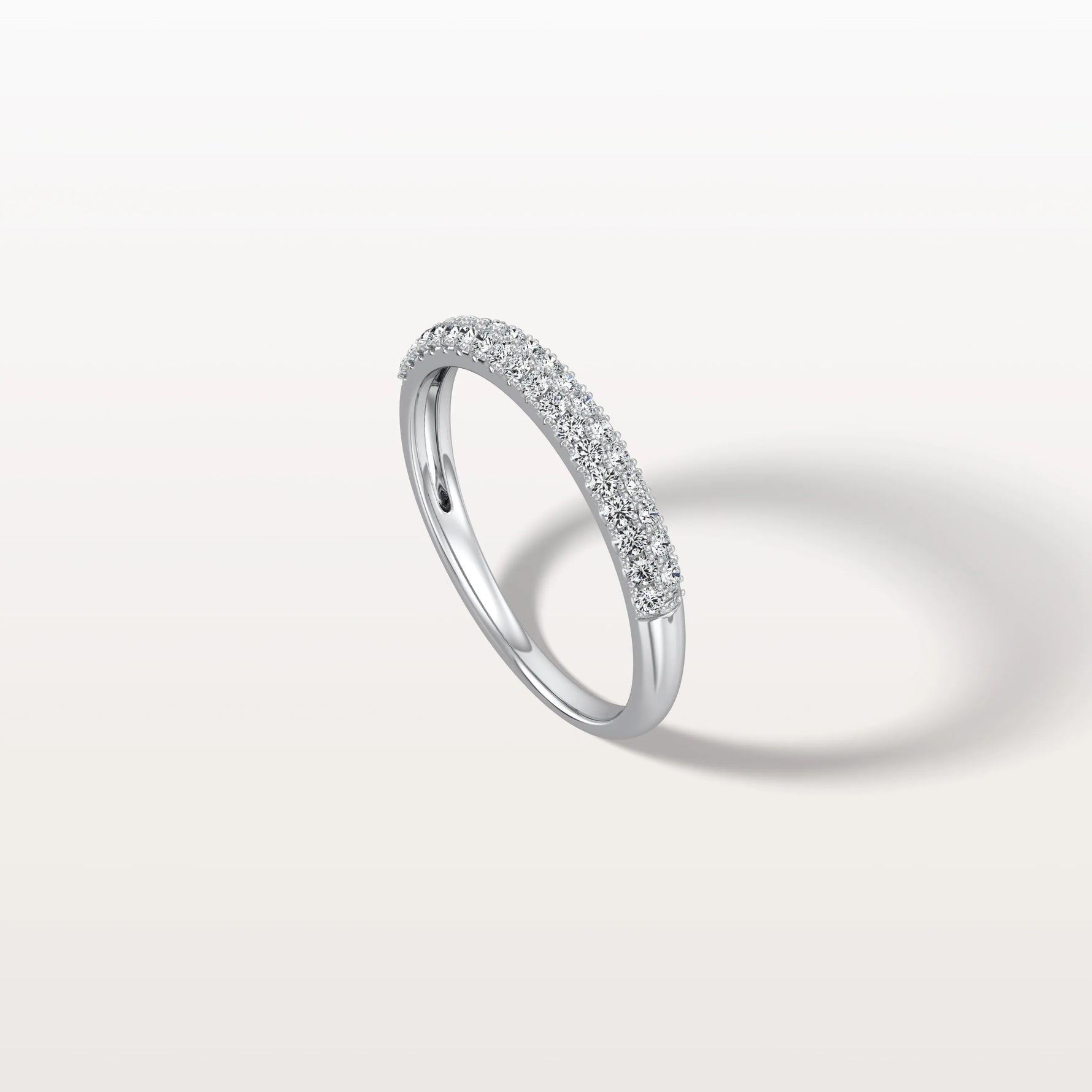 Half Eternity Pave Lab Diamond Ring - Stackable 14K Gold/Platinum Band - Rings