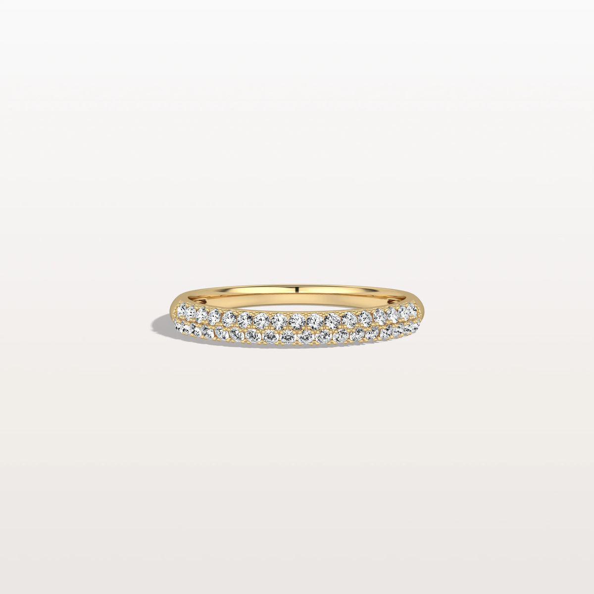 Half Eternity Pave Lab Diamond Ring - Stackable 14K Gold/Platinum Band - Rings