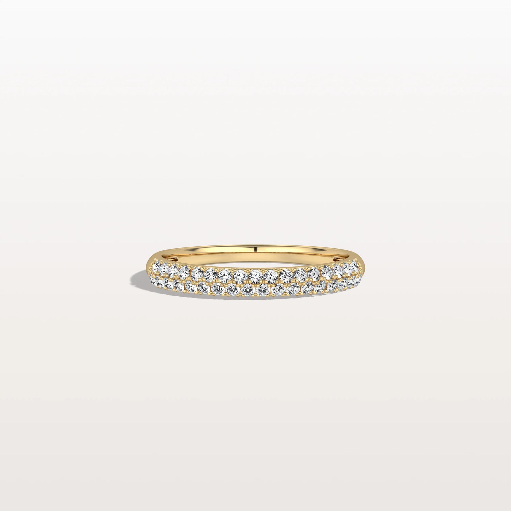 Half Eternity Pave Lab Diamond Ring - Stackable 14K Gold/Platinum Band - Rings