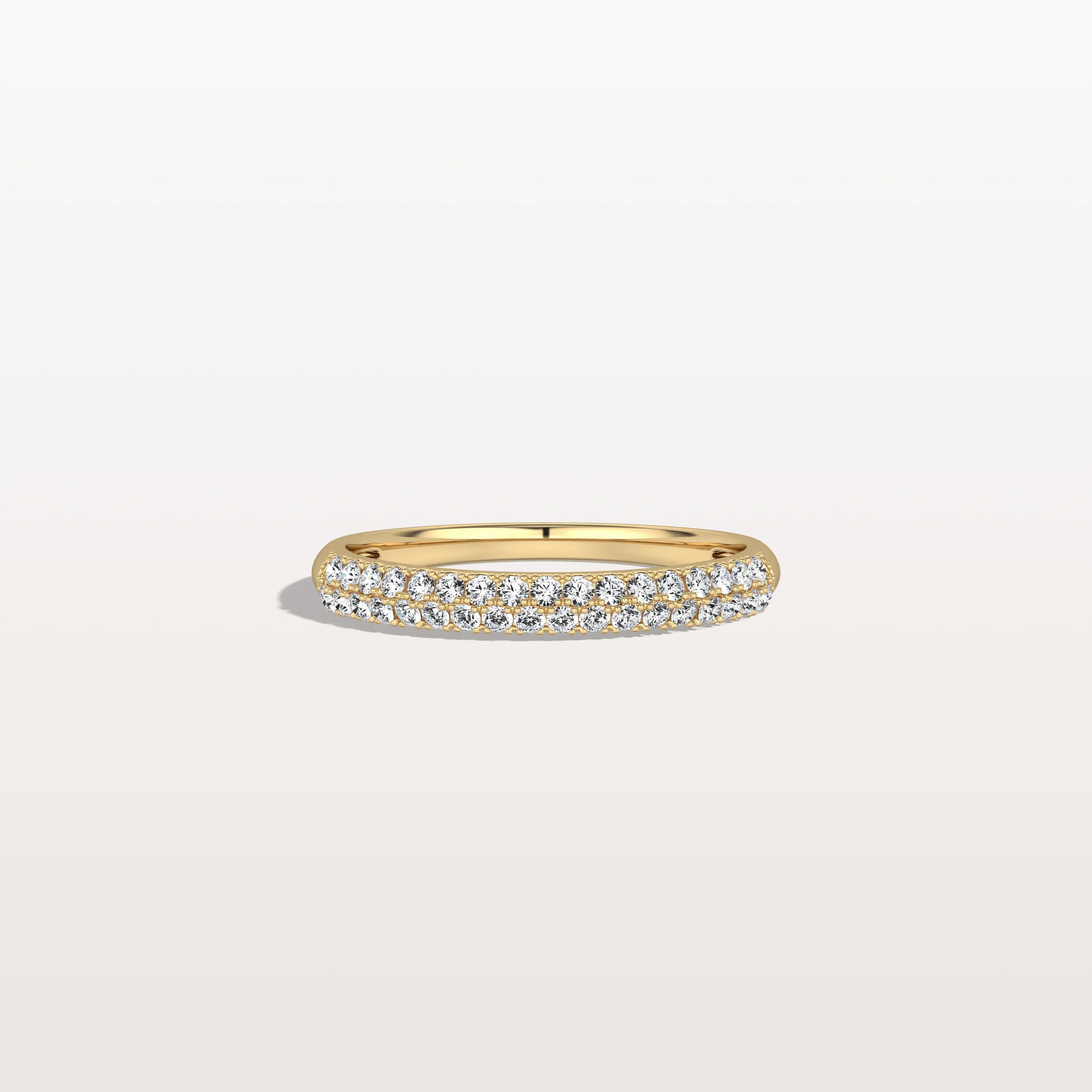 Half Eternity Pave Lab Diamond Ring - Stackable 14K Gold/Platinum Band - Rings