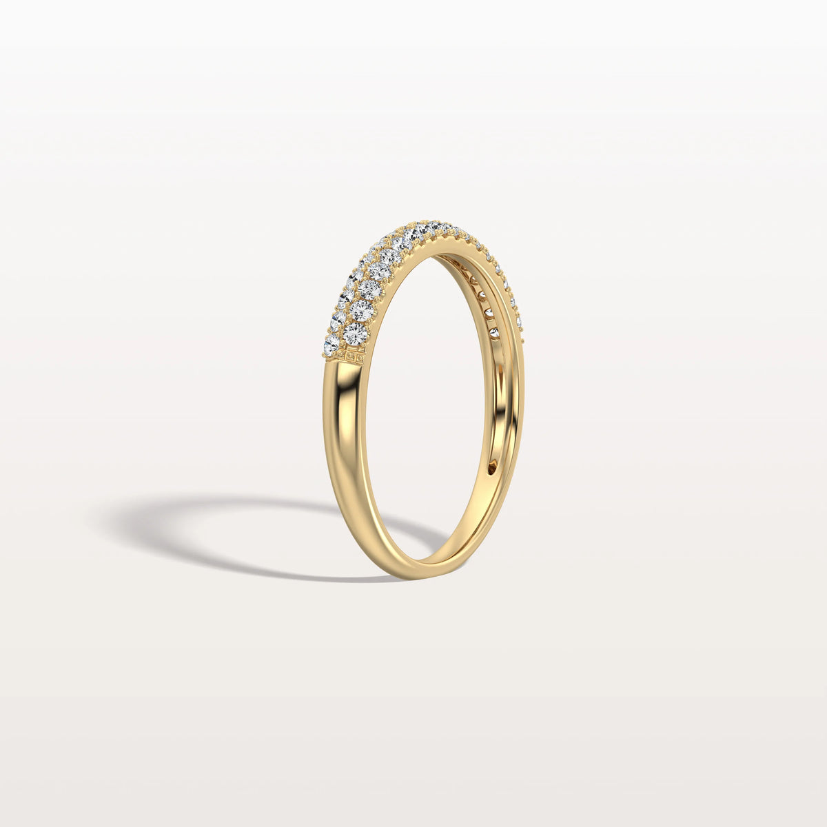 Half Eternity Pave Lab Diamond Ring - Stackable 14K Gold/Platinum Band - Rings