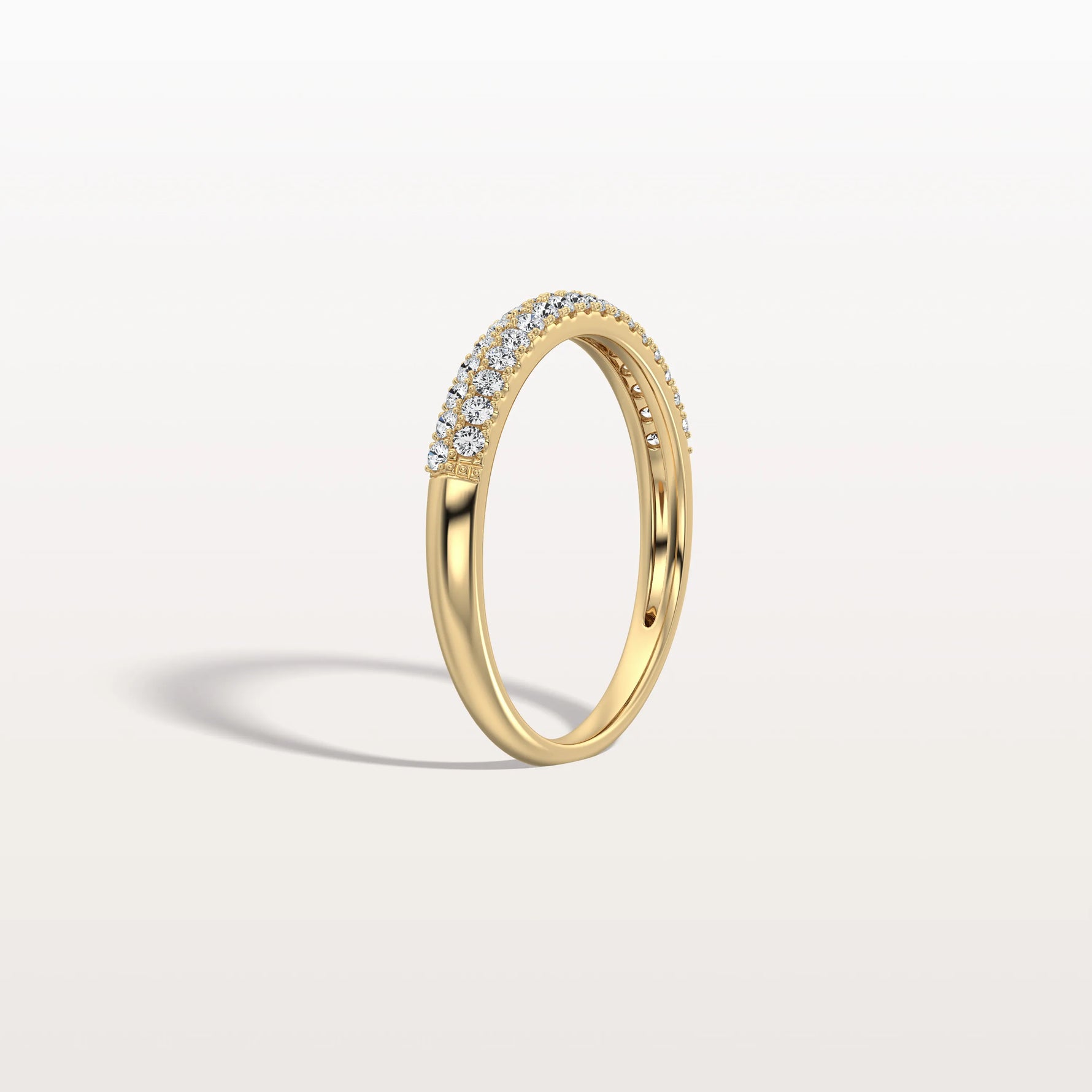 Half Eternity Pave Lab Diamond Ring - Stackable 14K Gold/Platinum Band - Rings