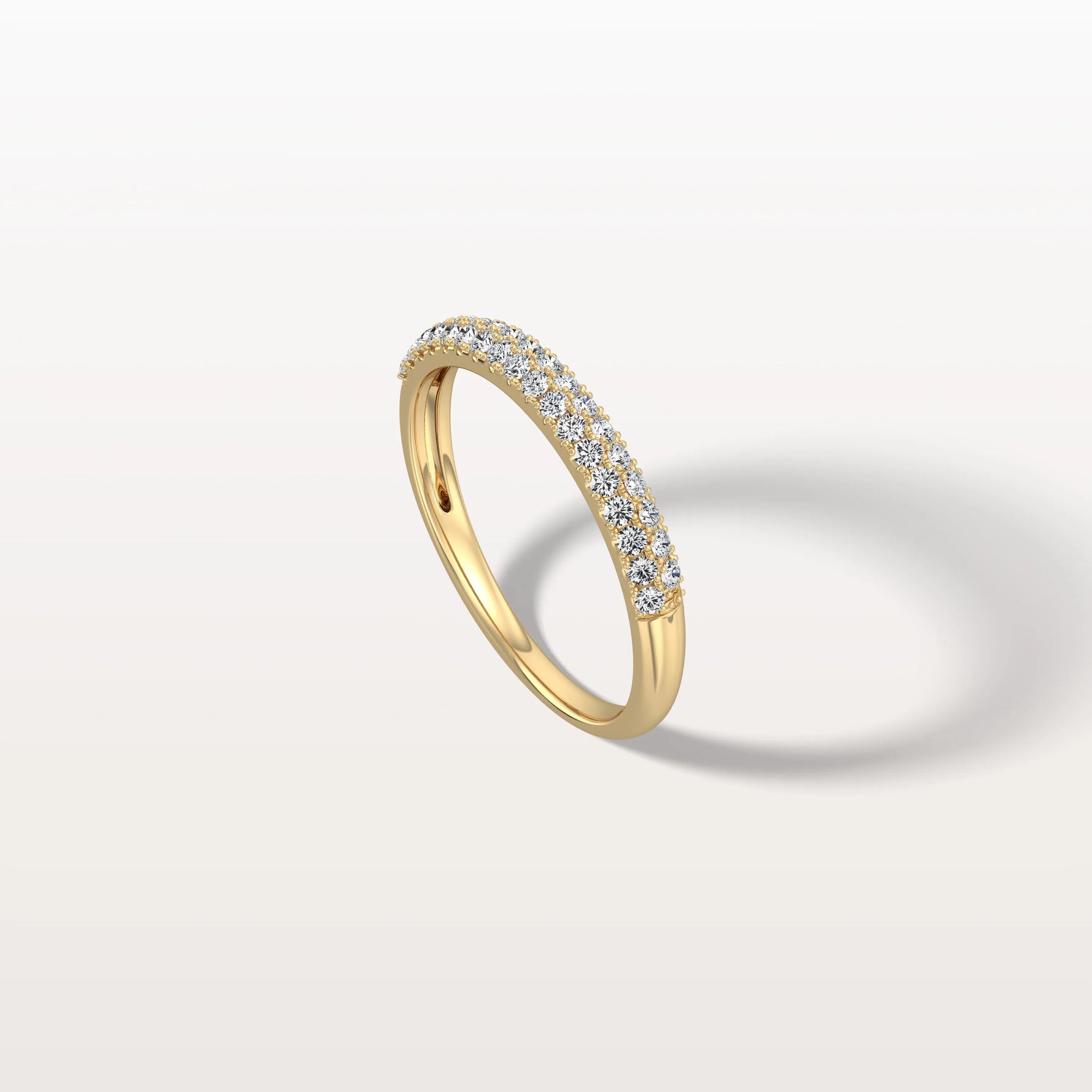 Half Eternity Pave Lab Diamond Ring - Stackable 14K Gold/Platinum Band - Rings