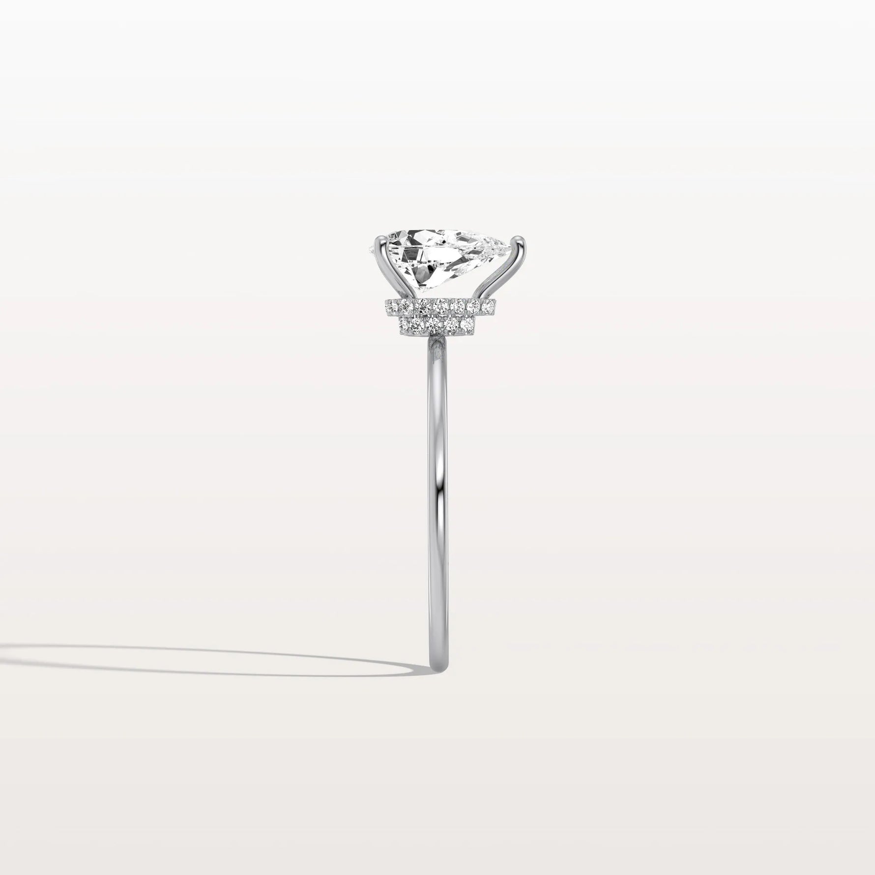 Double Hidden Halo Promise Ring with 1CT Pear Lab Grown Diamond - Rings