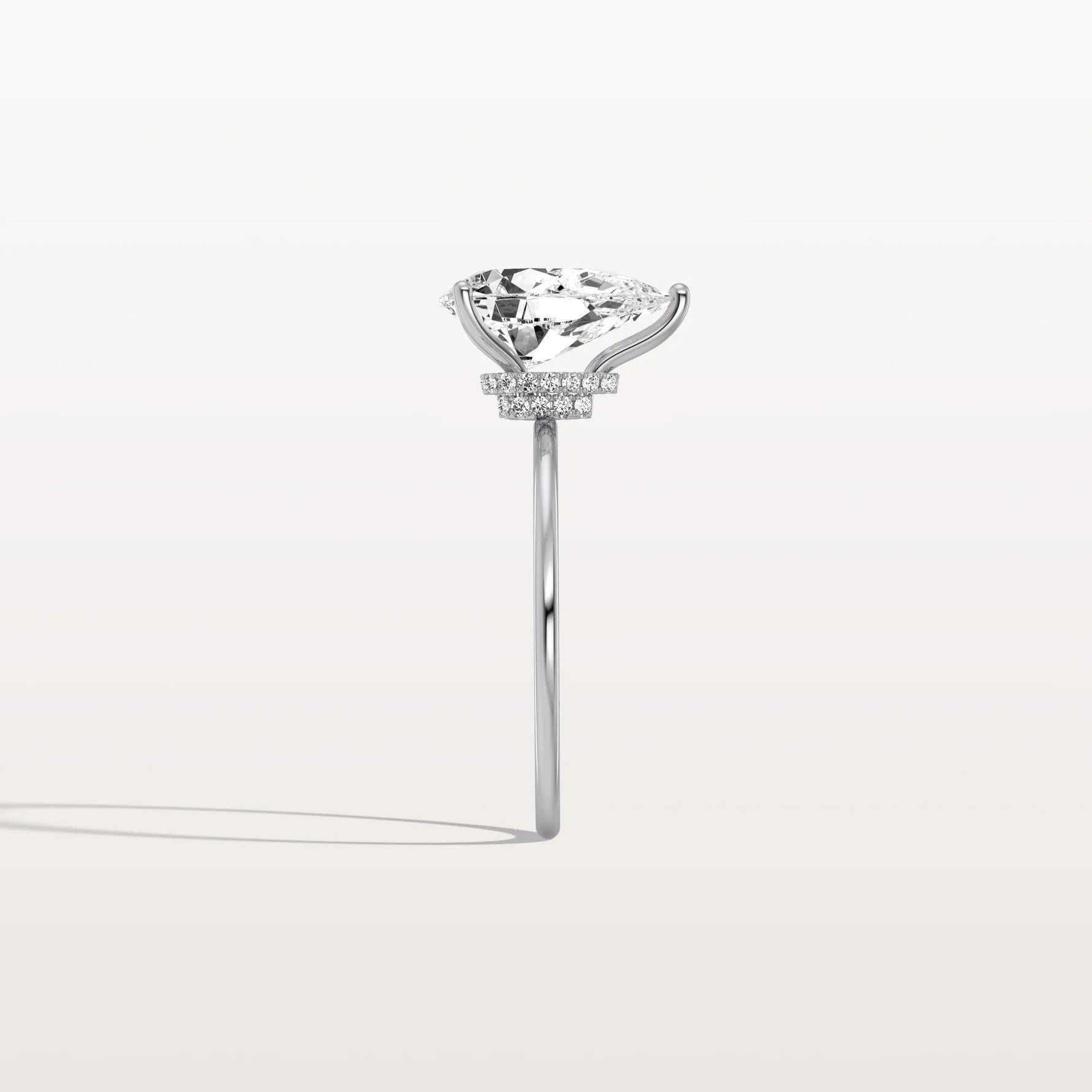 Double Hidden Halo Promise Ring with 2CT Pear Lab Grown Diamond - Rings