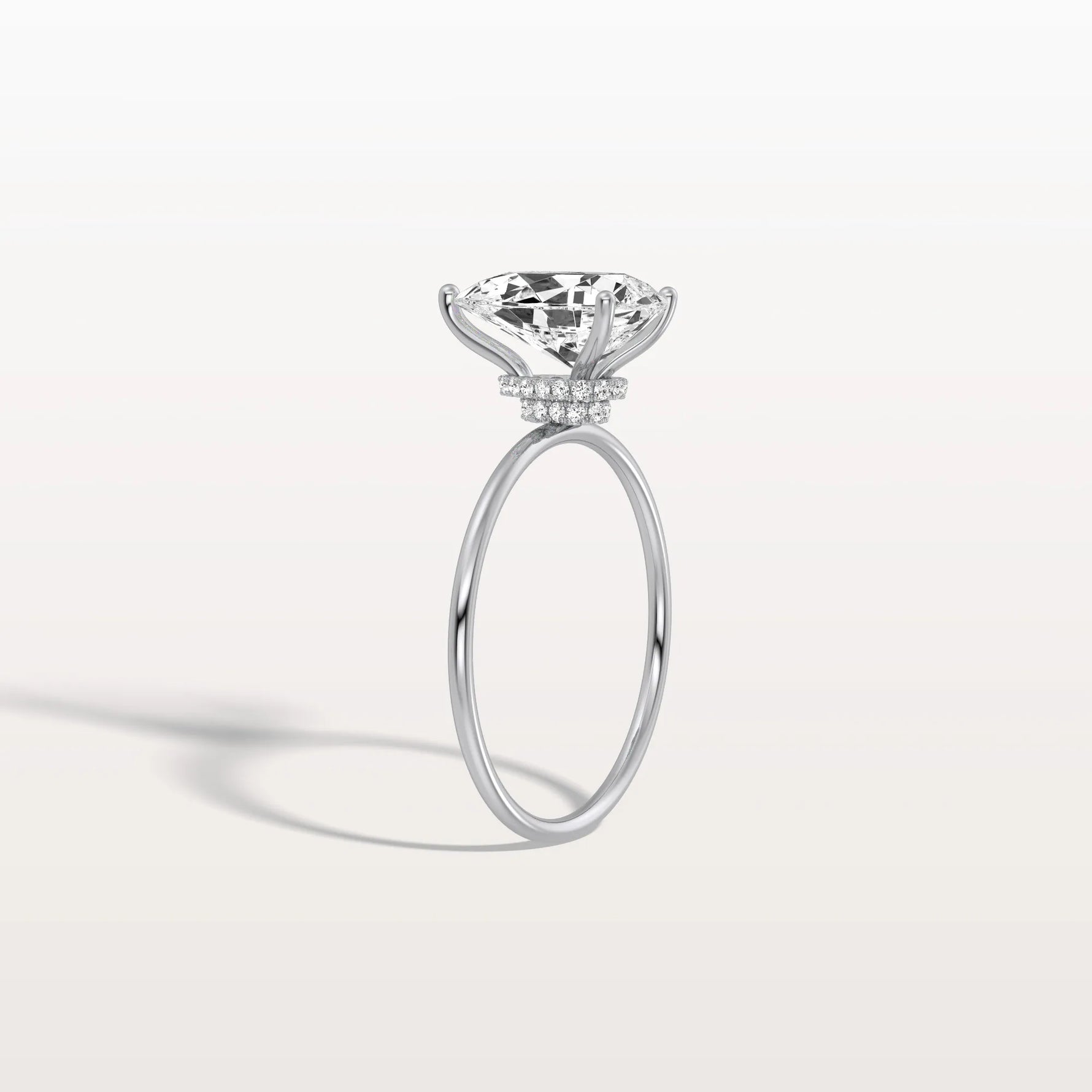 Double Hidden Halo Promise Ring with 2CT Pear Lab Grown Diamond - Rings