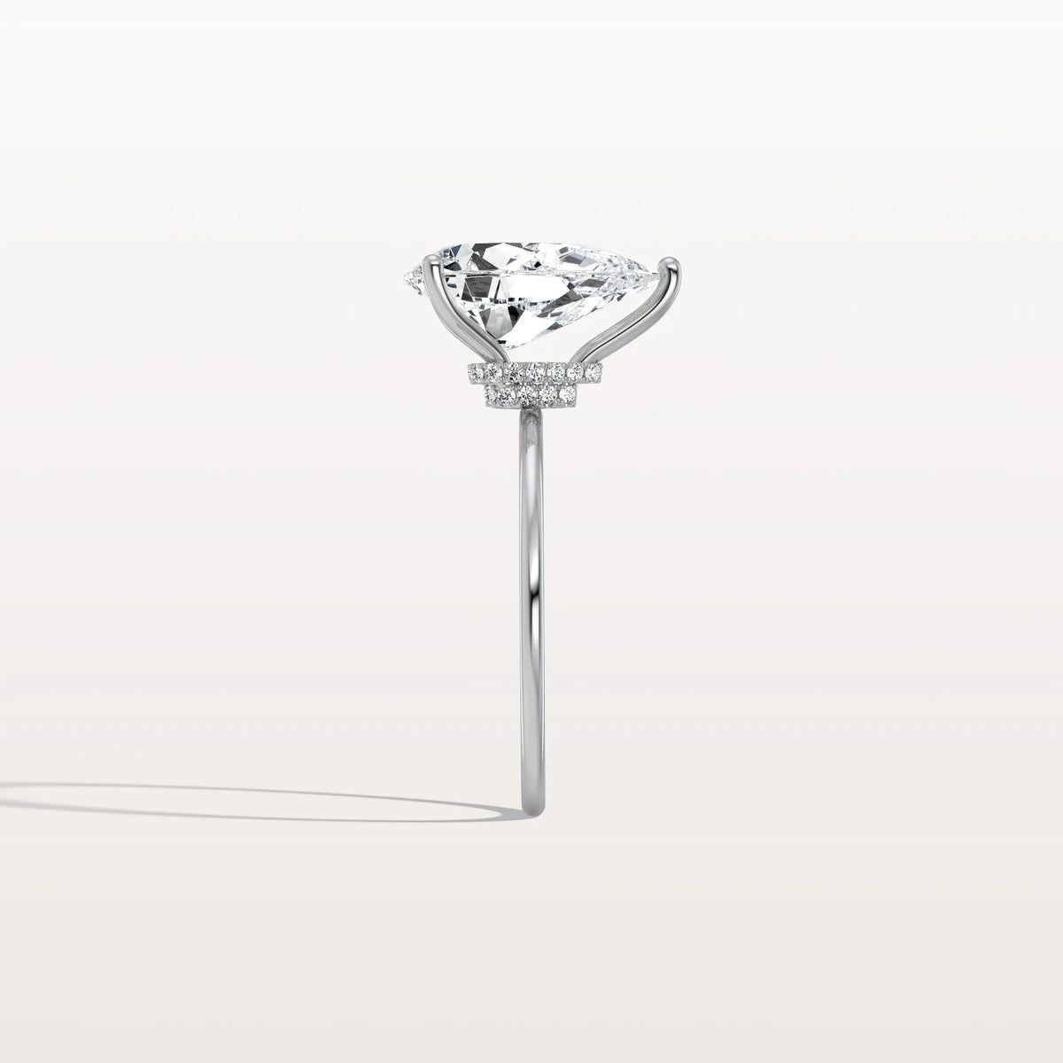 Double Hidden Halo Promise Ring with 3CT Pear Lab Grown Diamond - Rings