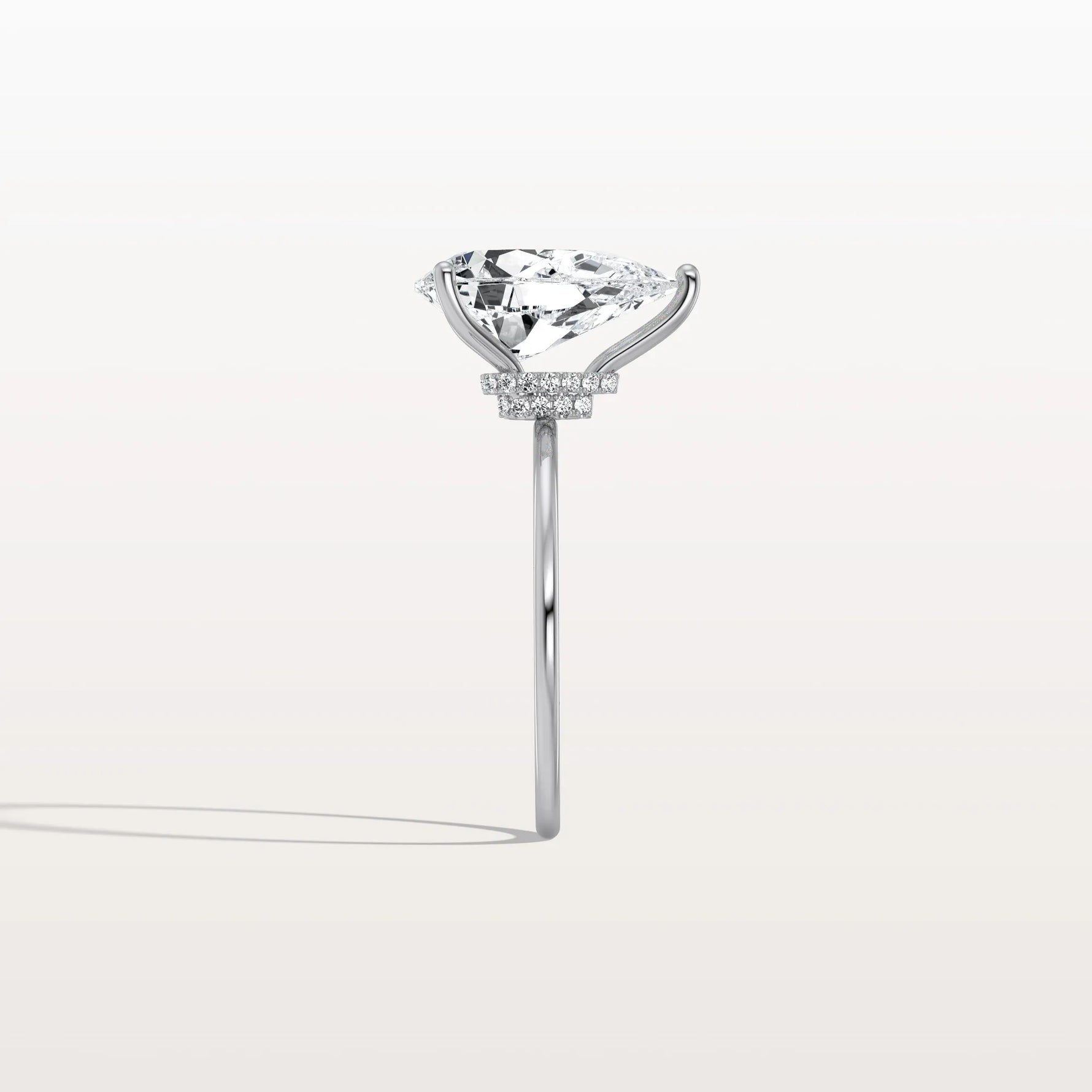 Double Hidden Halo Promise Ring with 3CT Pear Lab Grown Diamond - Rings