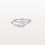 1CT Pear Lab Diamond Engagement Ring–Pave Band in 14K Gold - Rings