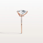 3CT Pear Lab Diamond Engagement Ring–Pave Band in 14K Gold - Rings