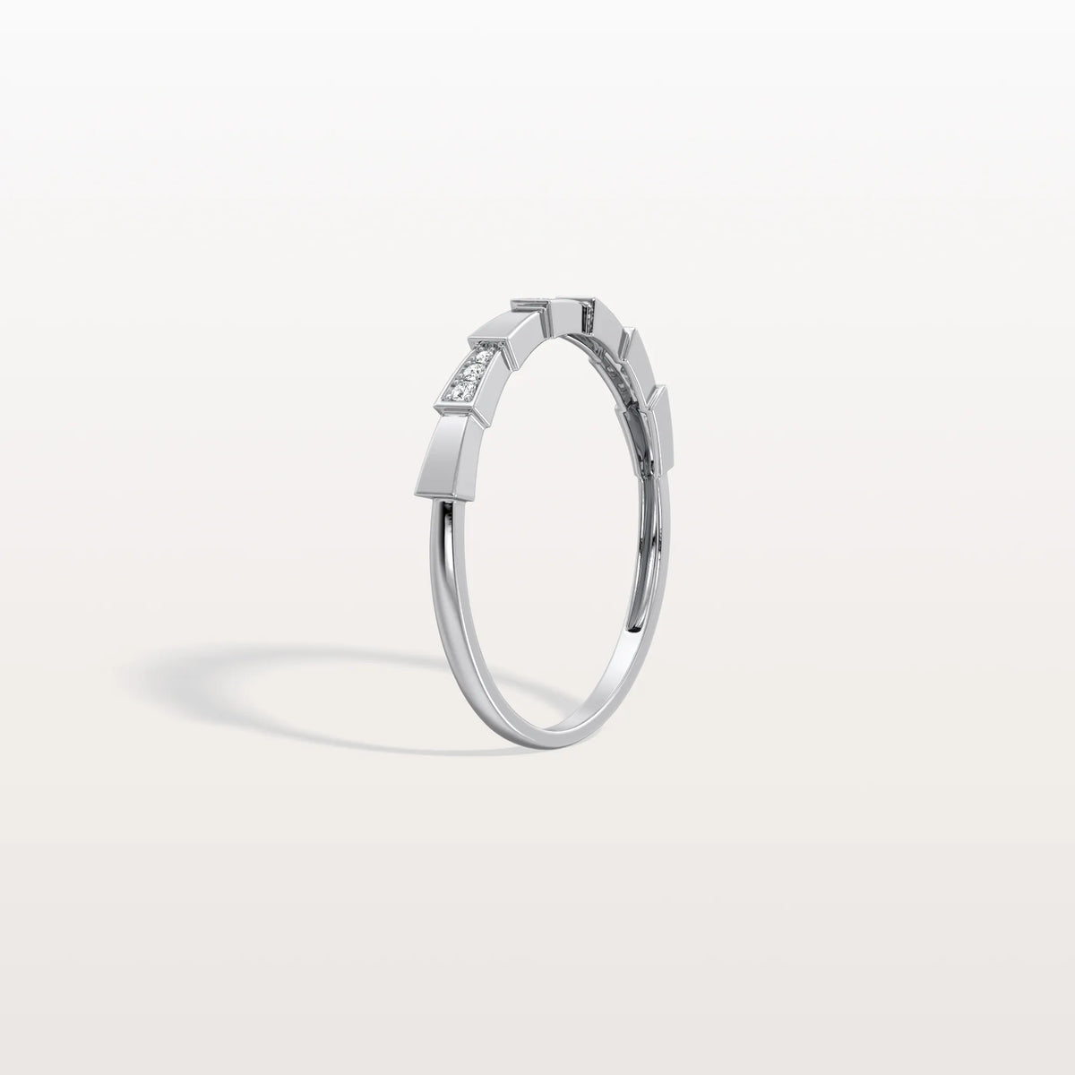 Lab Grown Diamond Stackable Ring in 14K Gold/Platinum - Viper Design - Rings
