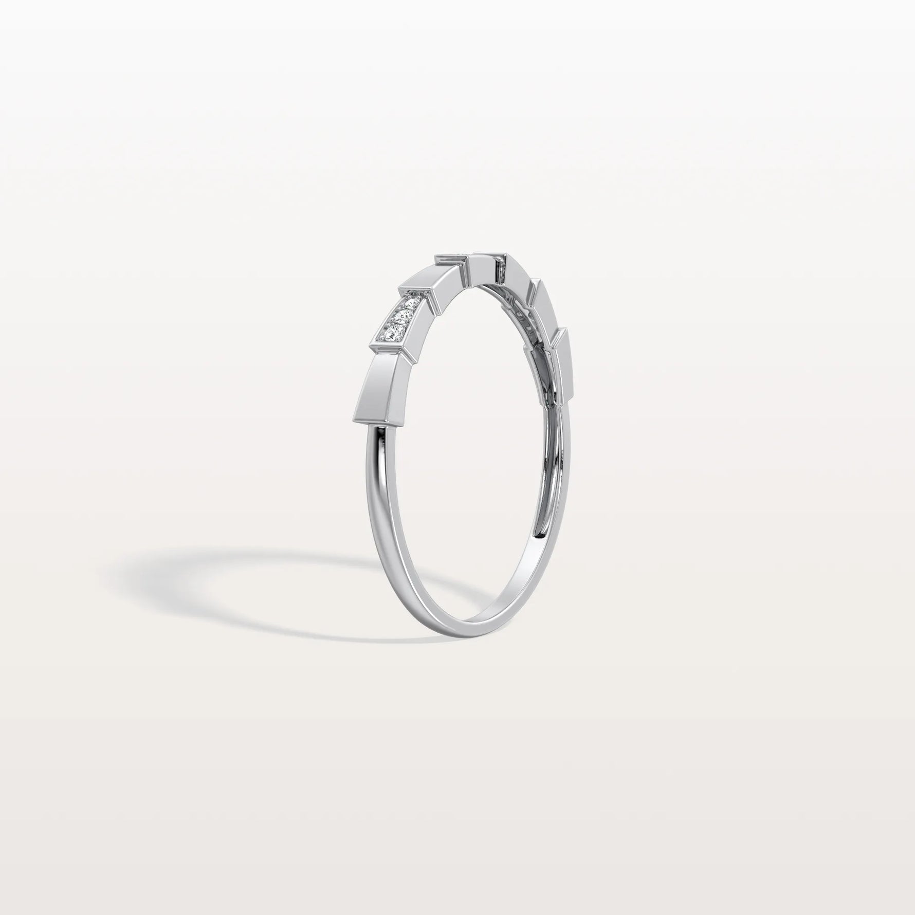 Lab Grown Diamond Stackable Ring in 14K Gold/Platinum - Viper Design - Rings