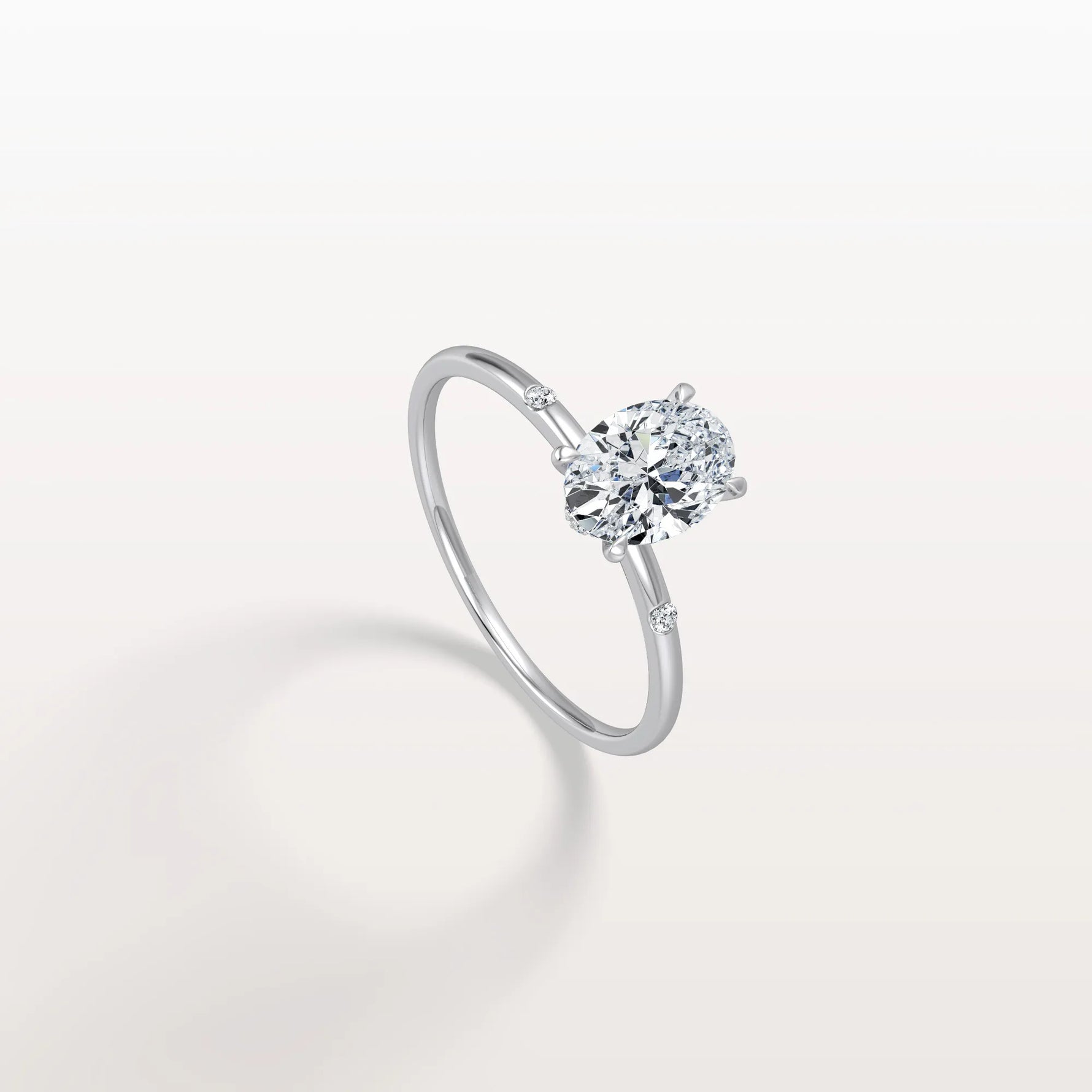 1CT Oval Lab Grown Diamond Hidden Halo Engagement Ring - Rings