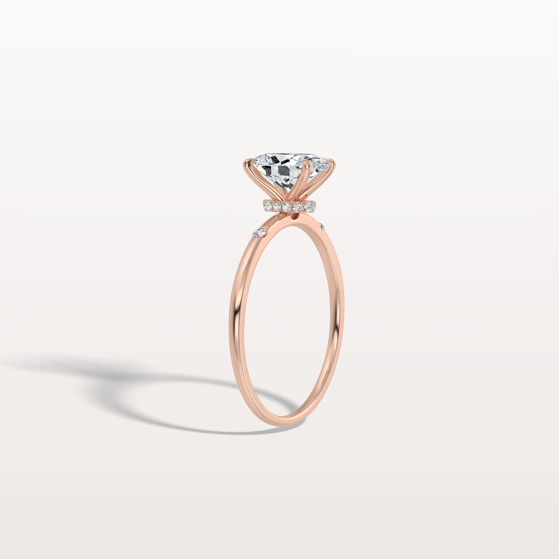1CT Oval Lab Grown Diamond Hidden Halo Engagement Ring - Rings
