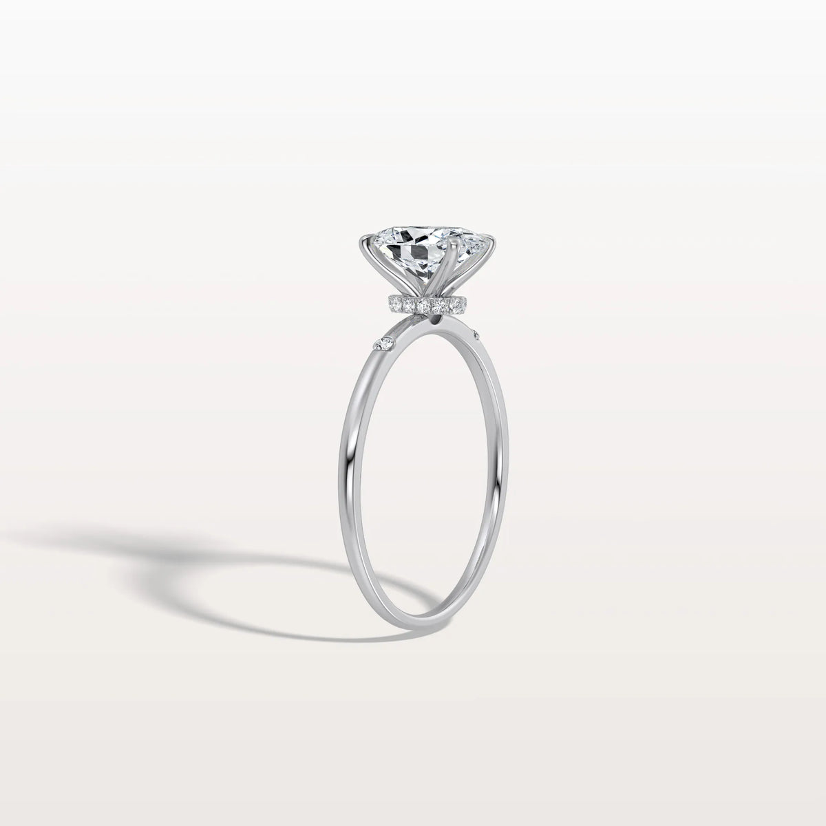 1CT Oval Lab Grown Diamond Hidden Halo Engagement Ring - Rings