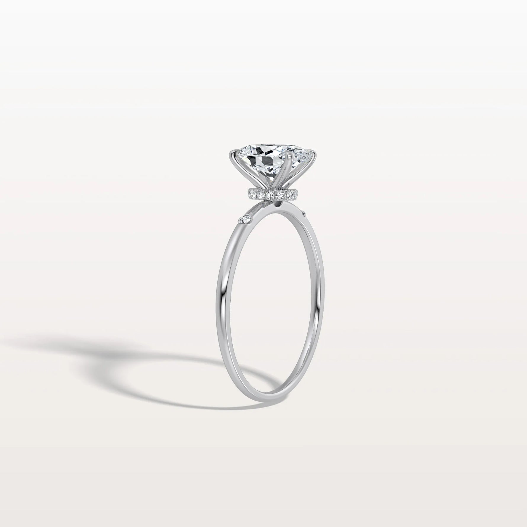 1CT Oval Lab Grown Diamond Hidden Halo Engagement Ring - Rings