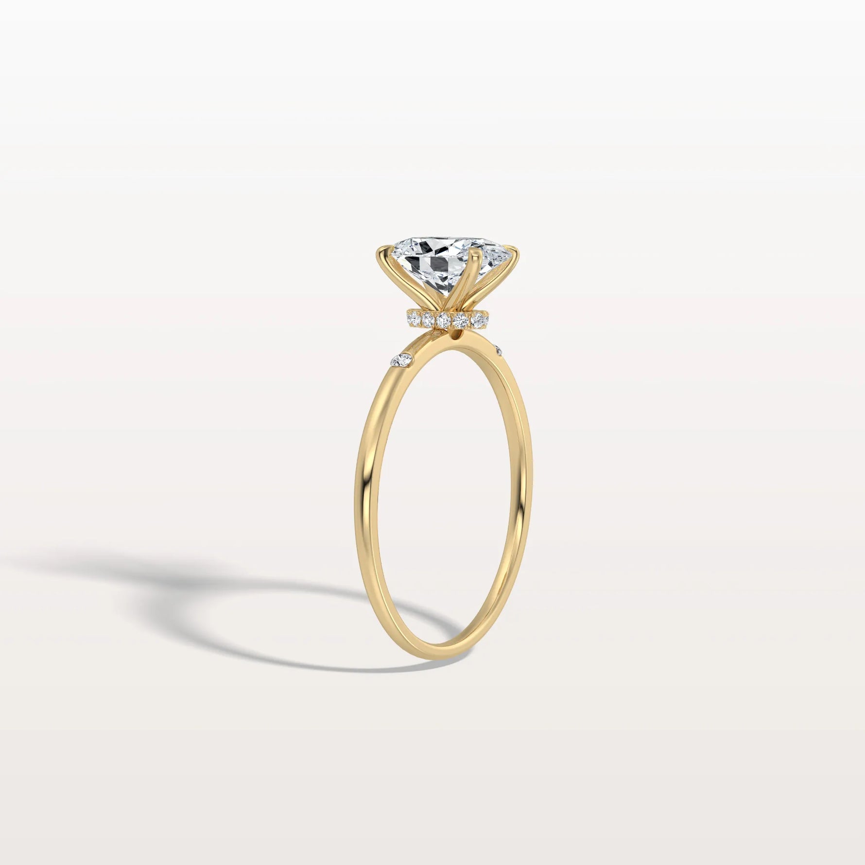 1CT Oval Lab Grown Diamond Hidden Halo Engagement Ring - Rings