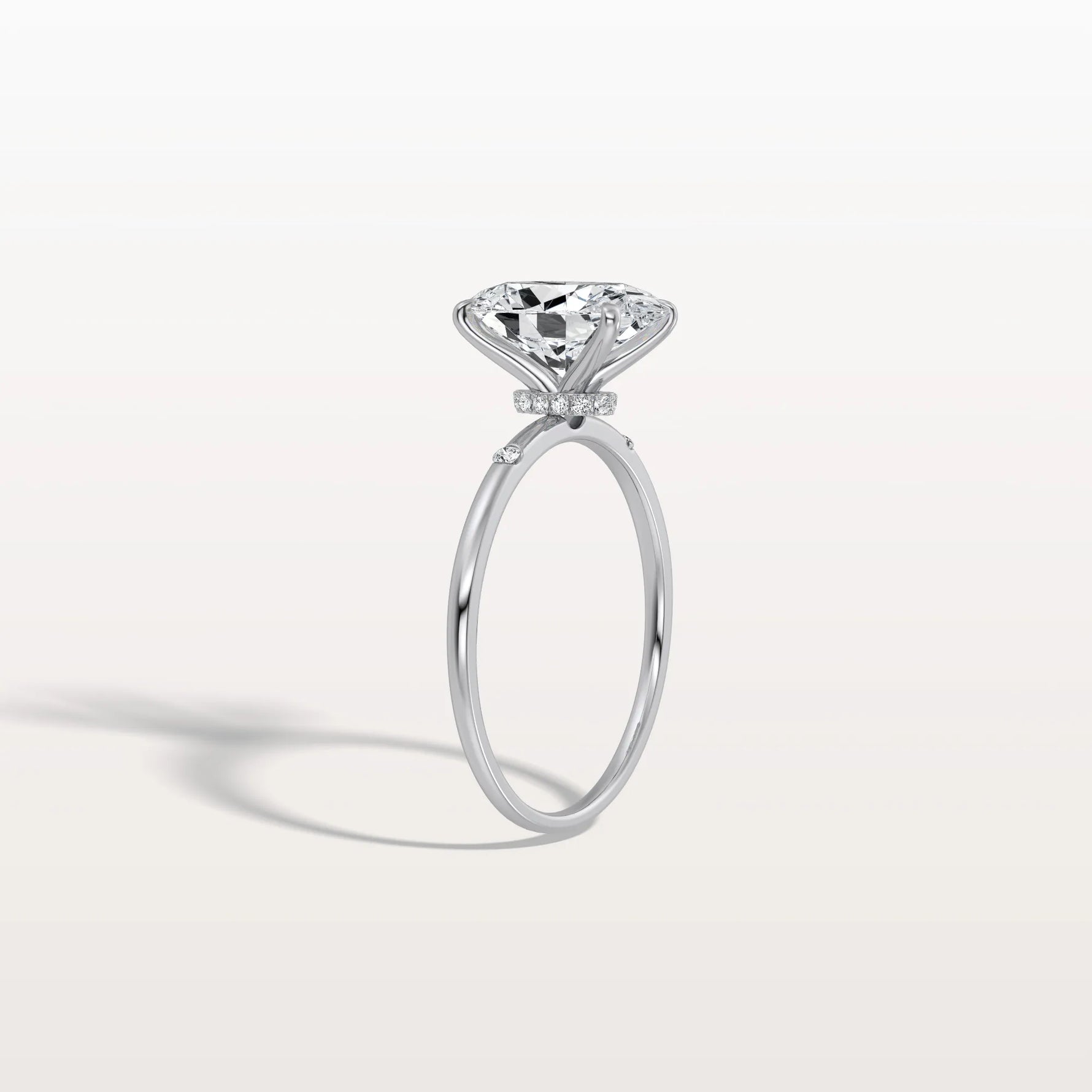 2CT Oval Lab Grown Diamond Hidden Halo Engagement Ring - Rings