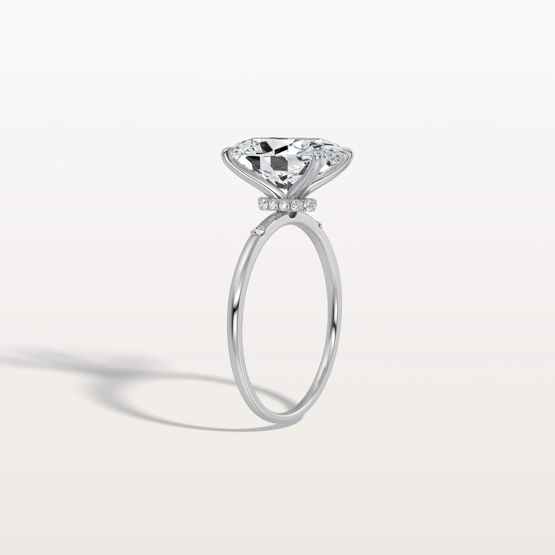 3CT Oval Lab Grown Diamond Hidden Halo Engagement Ring - Rings