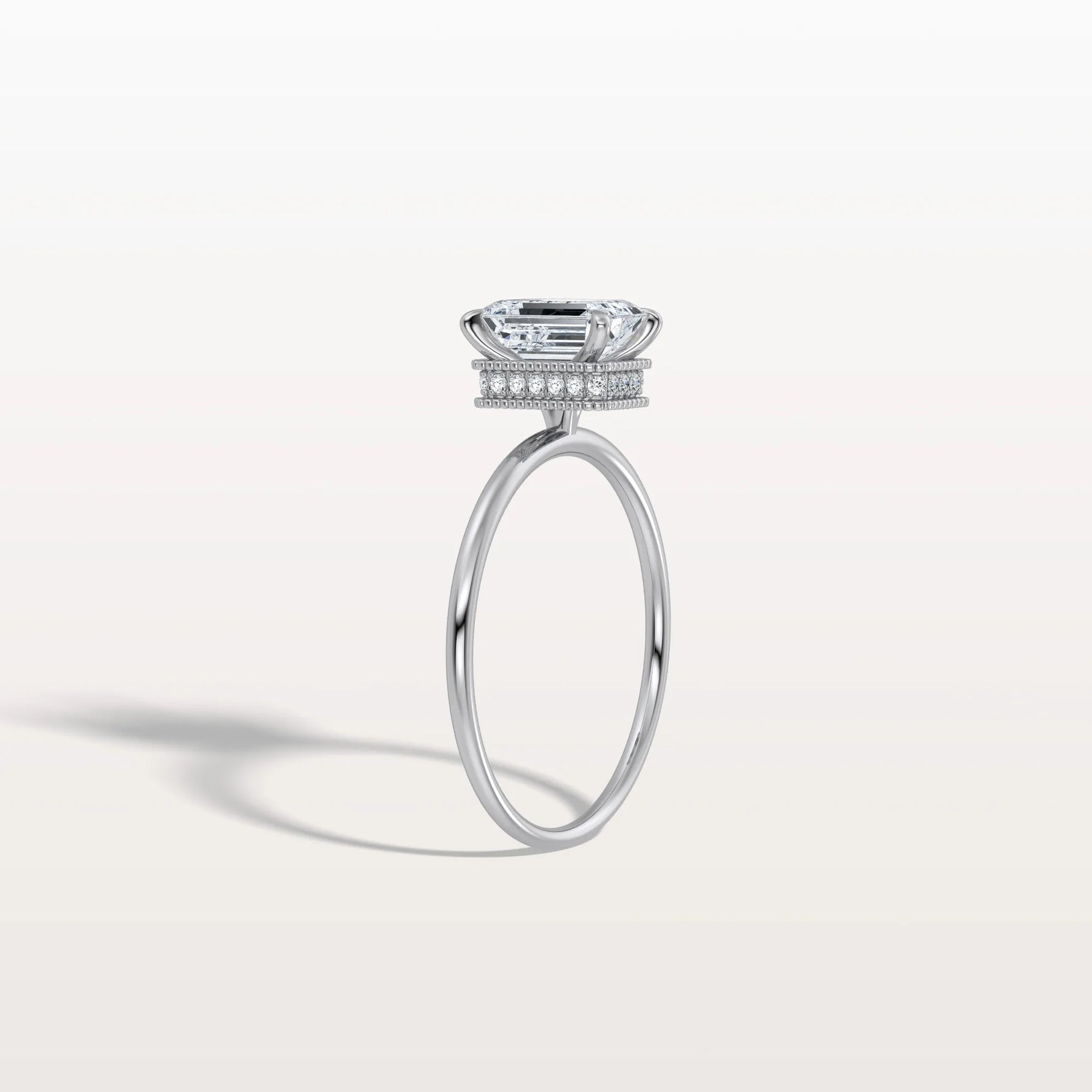 1CT Emerald Cut Lab Grown Diamond Engagement Ring - Rings