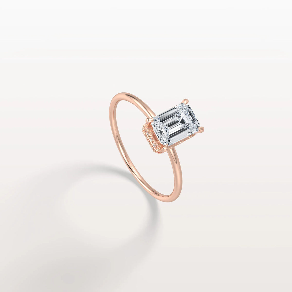 1CT Emerald Cut Lab Grown Diamond Engagement Ring - Rings