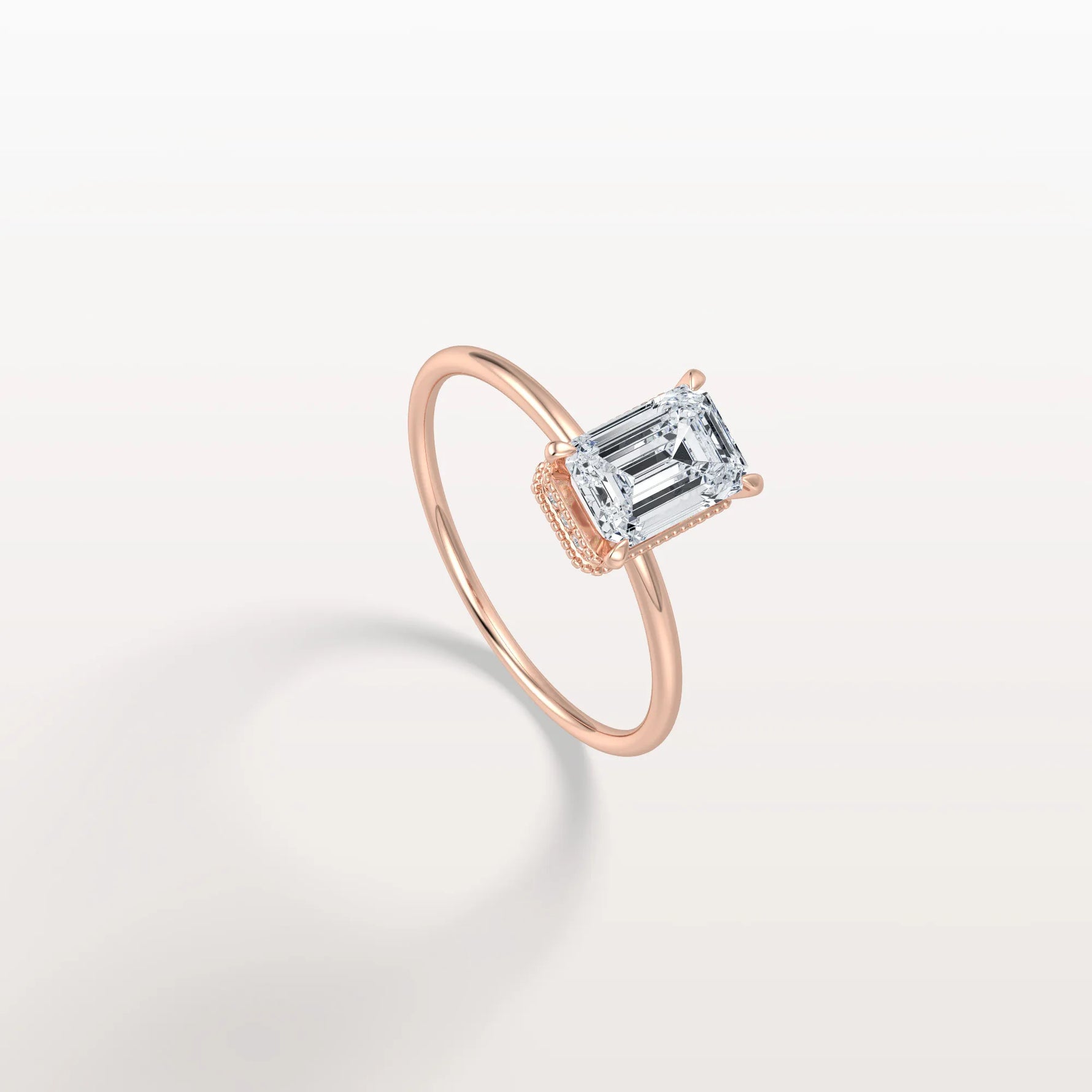 1CT Emerald Cut Lab Grown Diamond Engagement Ring - Rings
