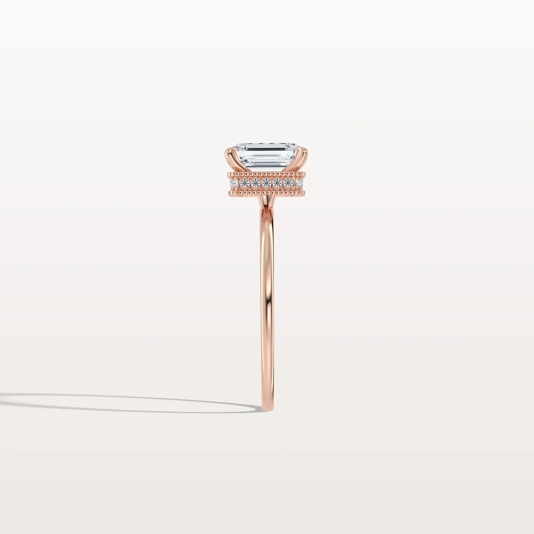 1CT Emerald Cut Lab Grown Diamond Engagement Ring - Rings