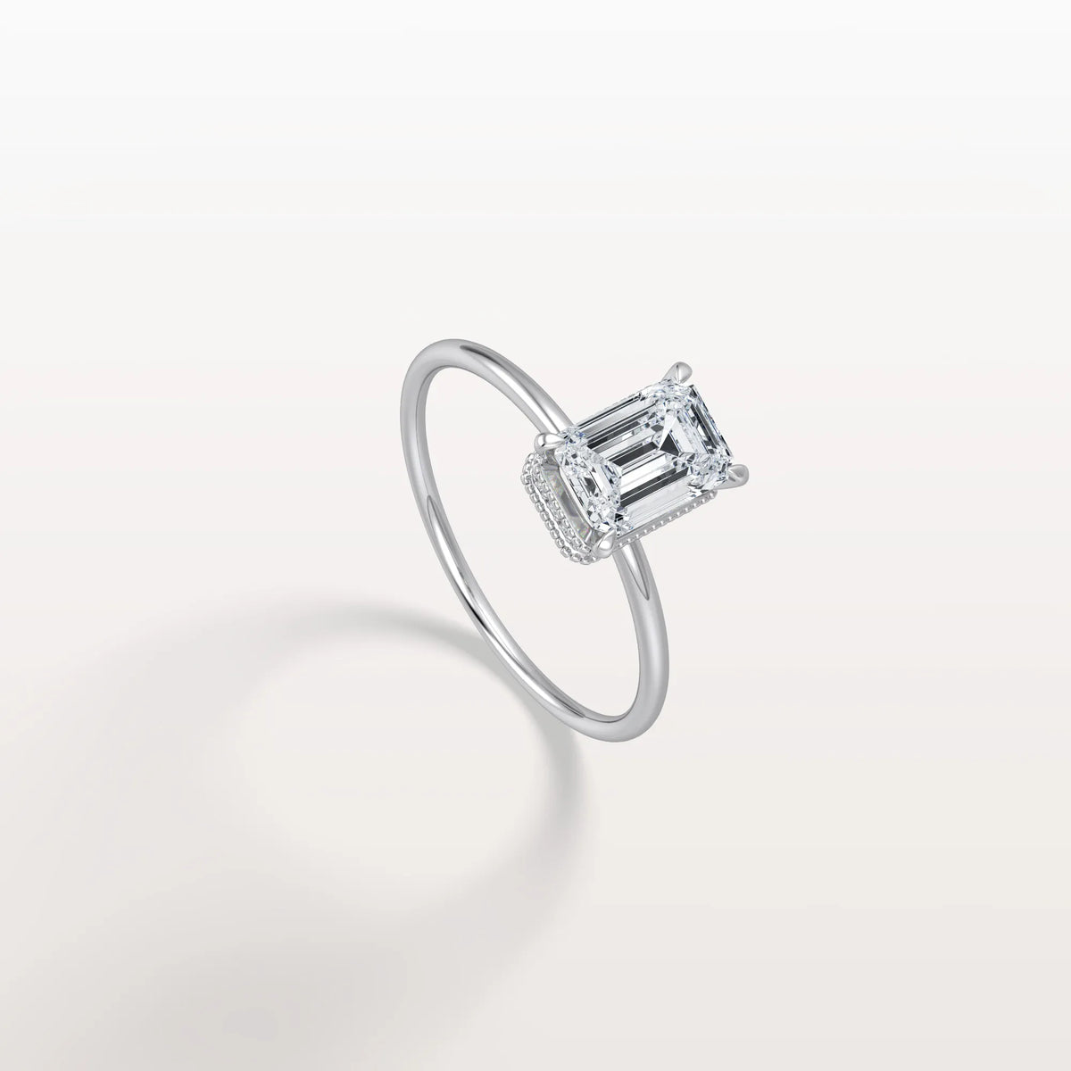 1CT Emerald Cut Lab Grown Diamond Engagement Ring - Rings