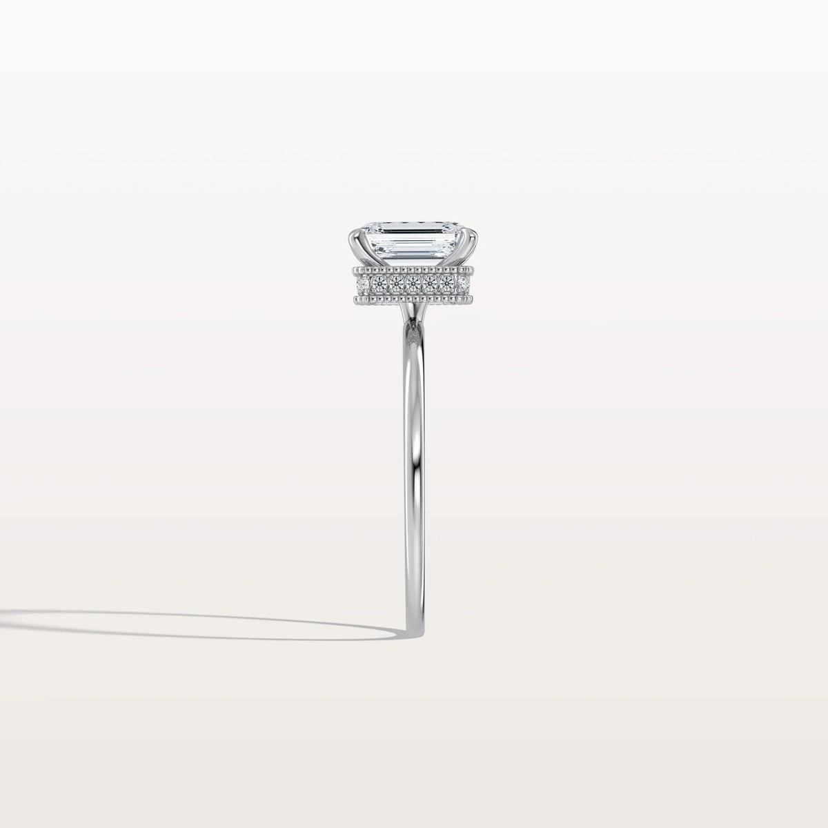 1CT Emerald Cut Lab Grown Diamond Engagement Ring - Rings