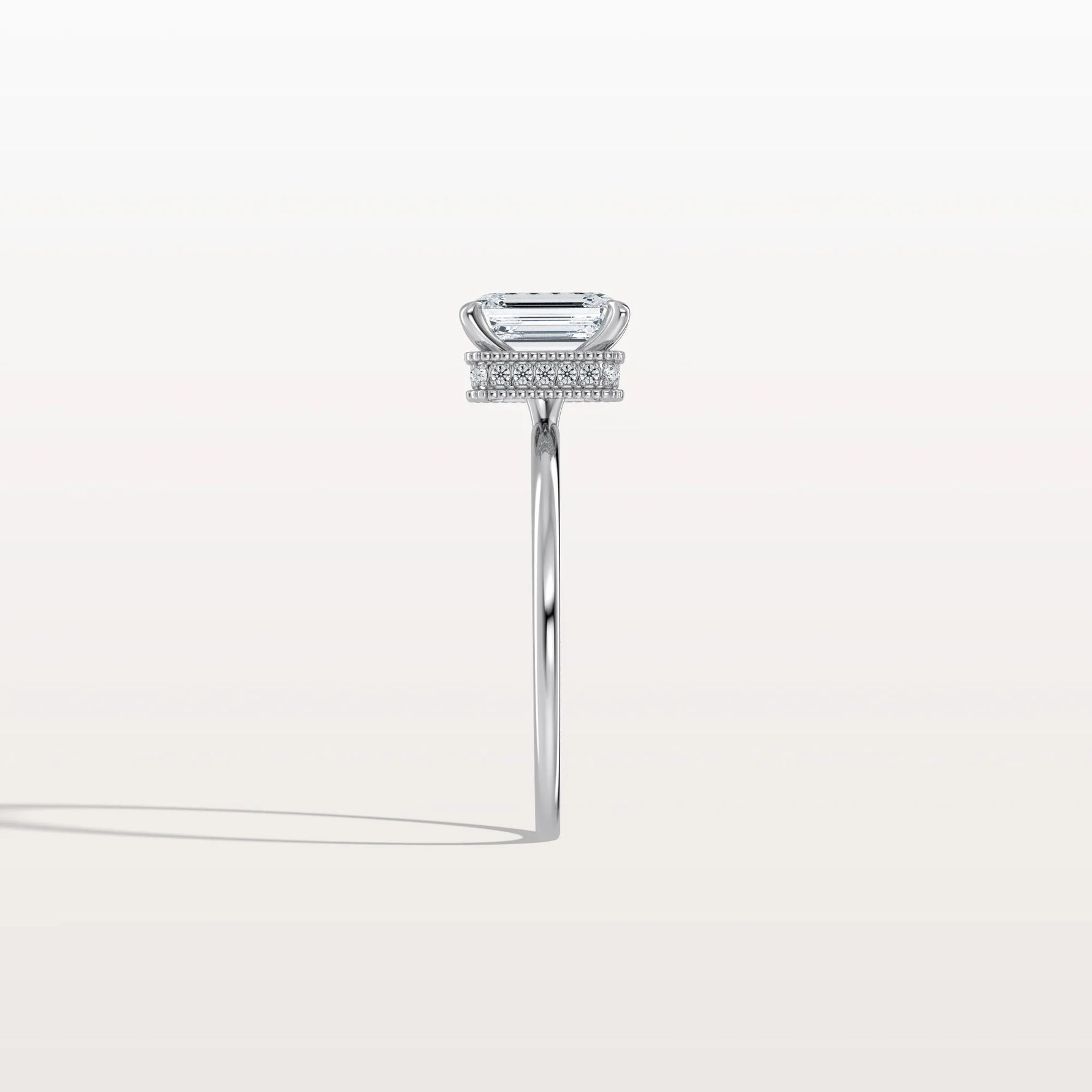 1CT Emerald Cut Lab Grown Diamond Engagement Ring - Rings
