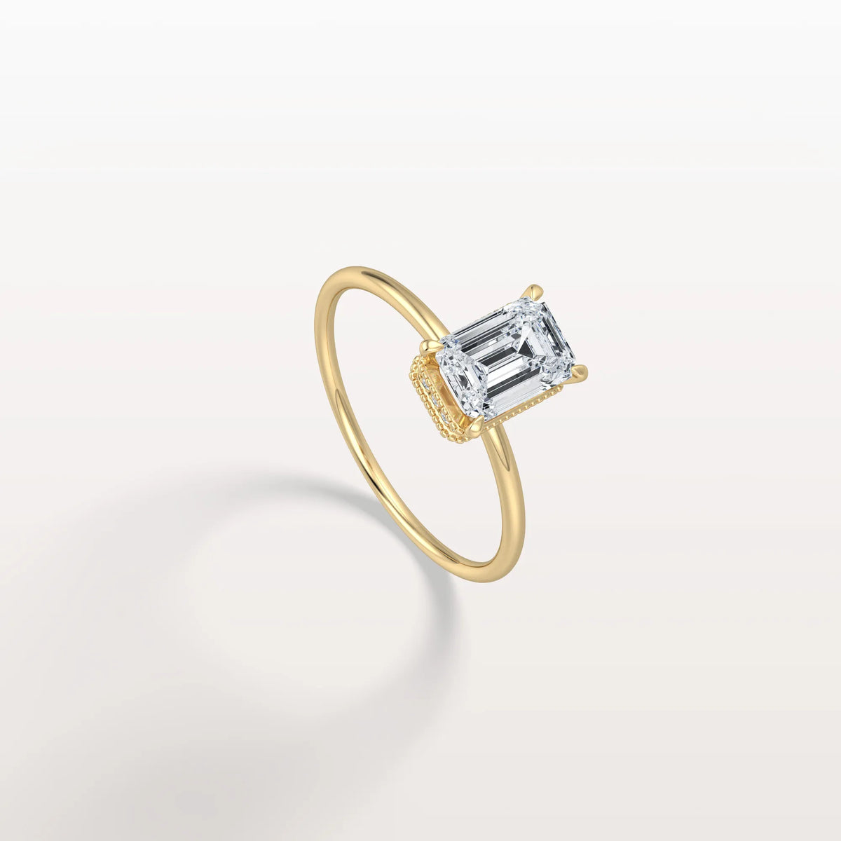 1CT Emerald Cut Lab Grown Diamond Engagement Ring - Rings