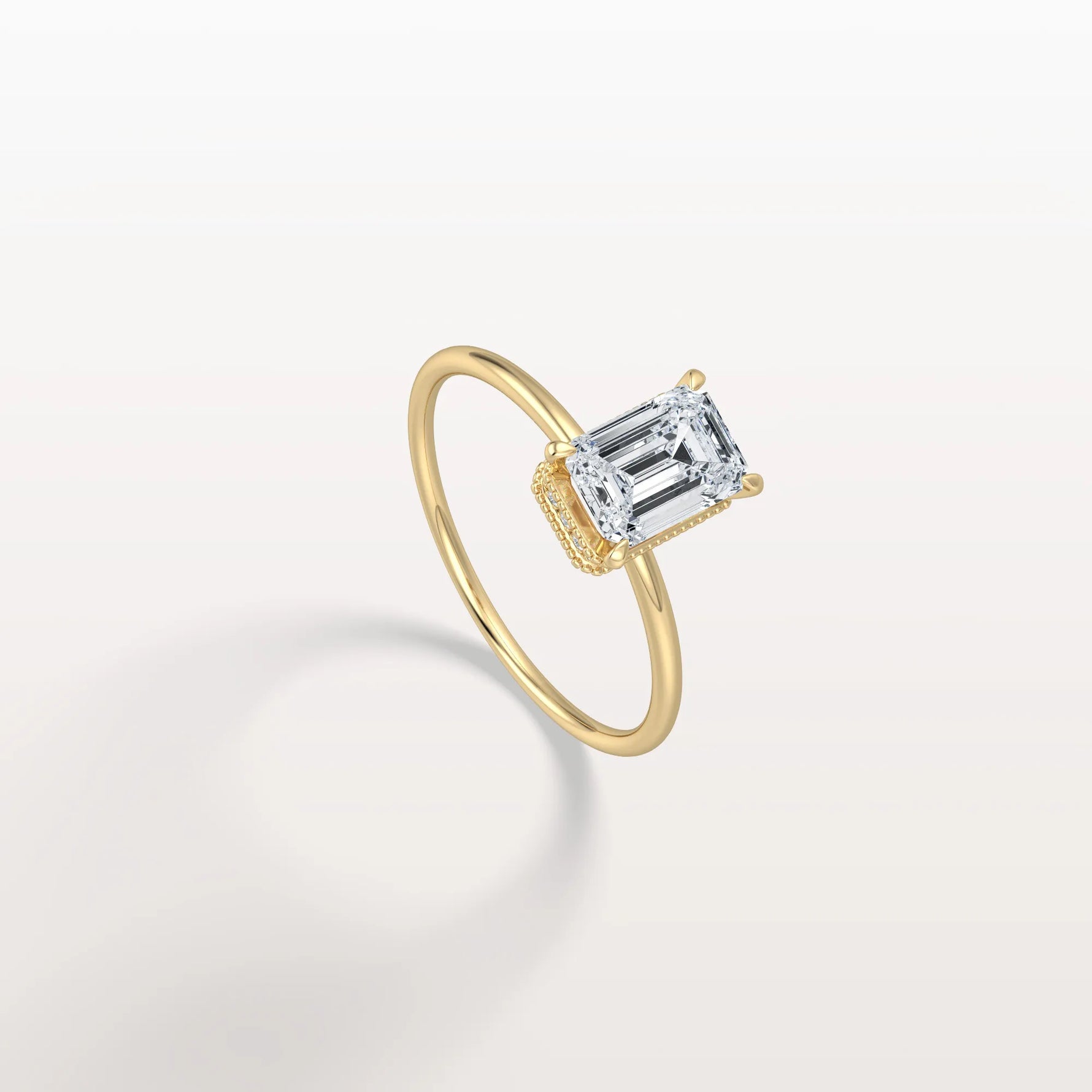 1CT Emerald Cut Lab Grown Diamond Engagement Ring - Rings