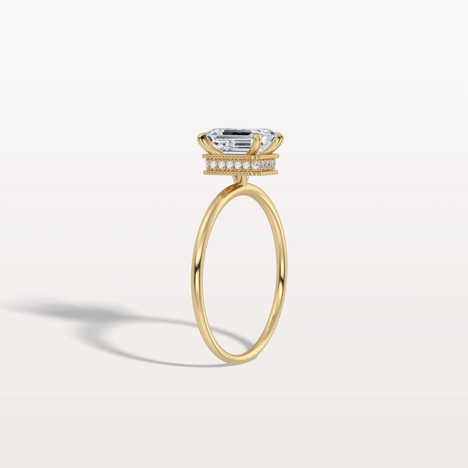 1CT Emerald Cut Lab Grown Diamond Engagement Ring - Rings